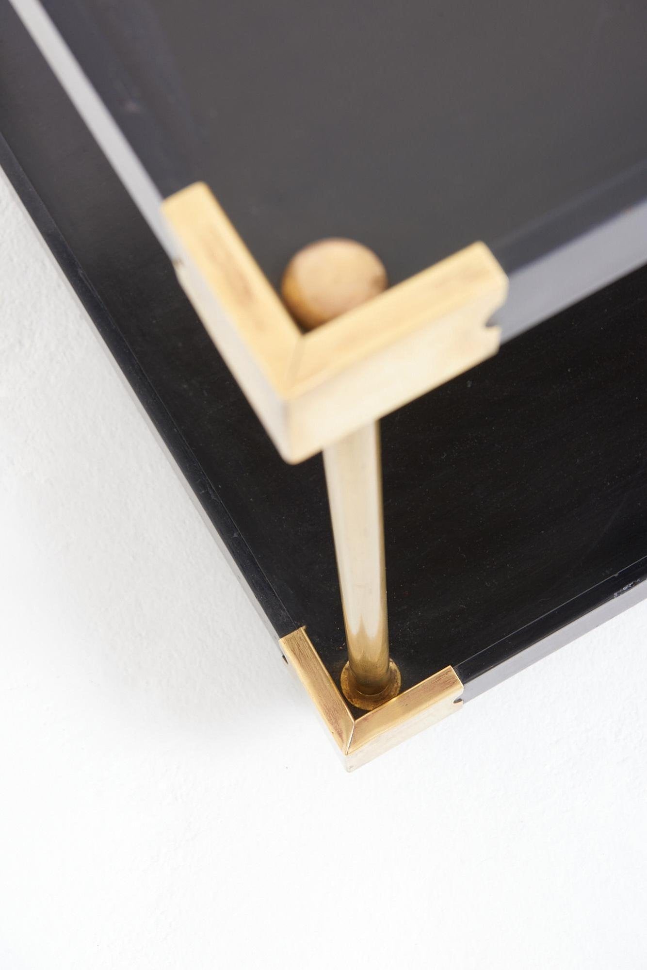 Pair of Black and Brass Side Tables