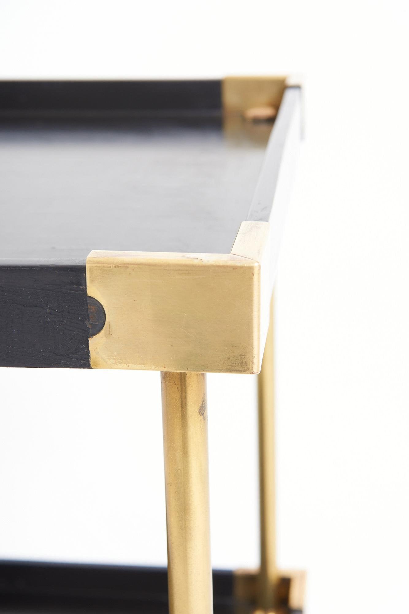 Pair of Black and Brass Side Tables