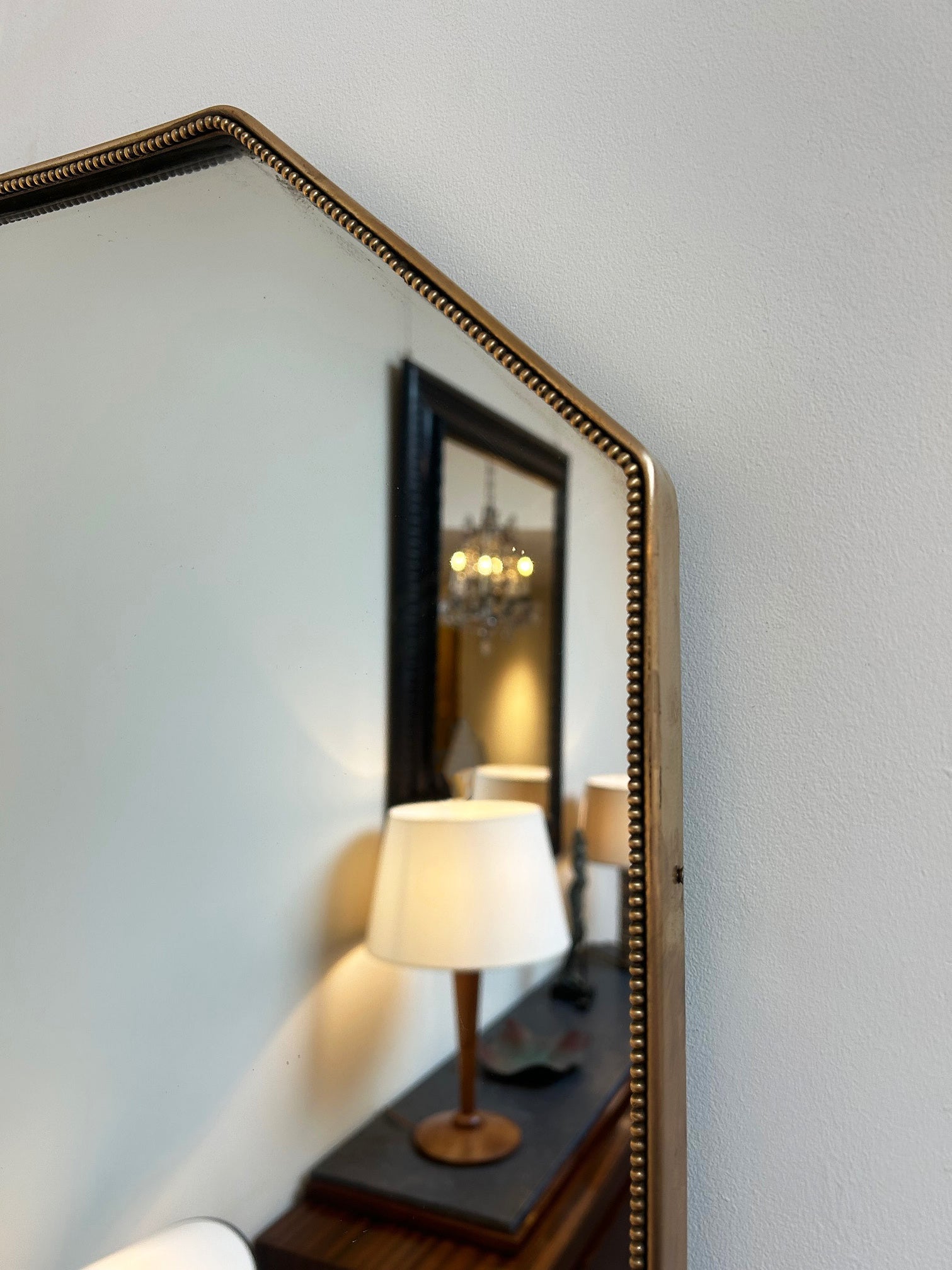 Mid-Century Brass Octagonal Mirror
