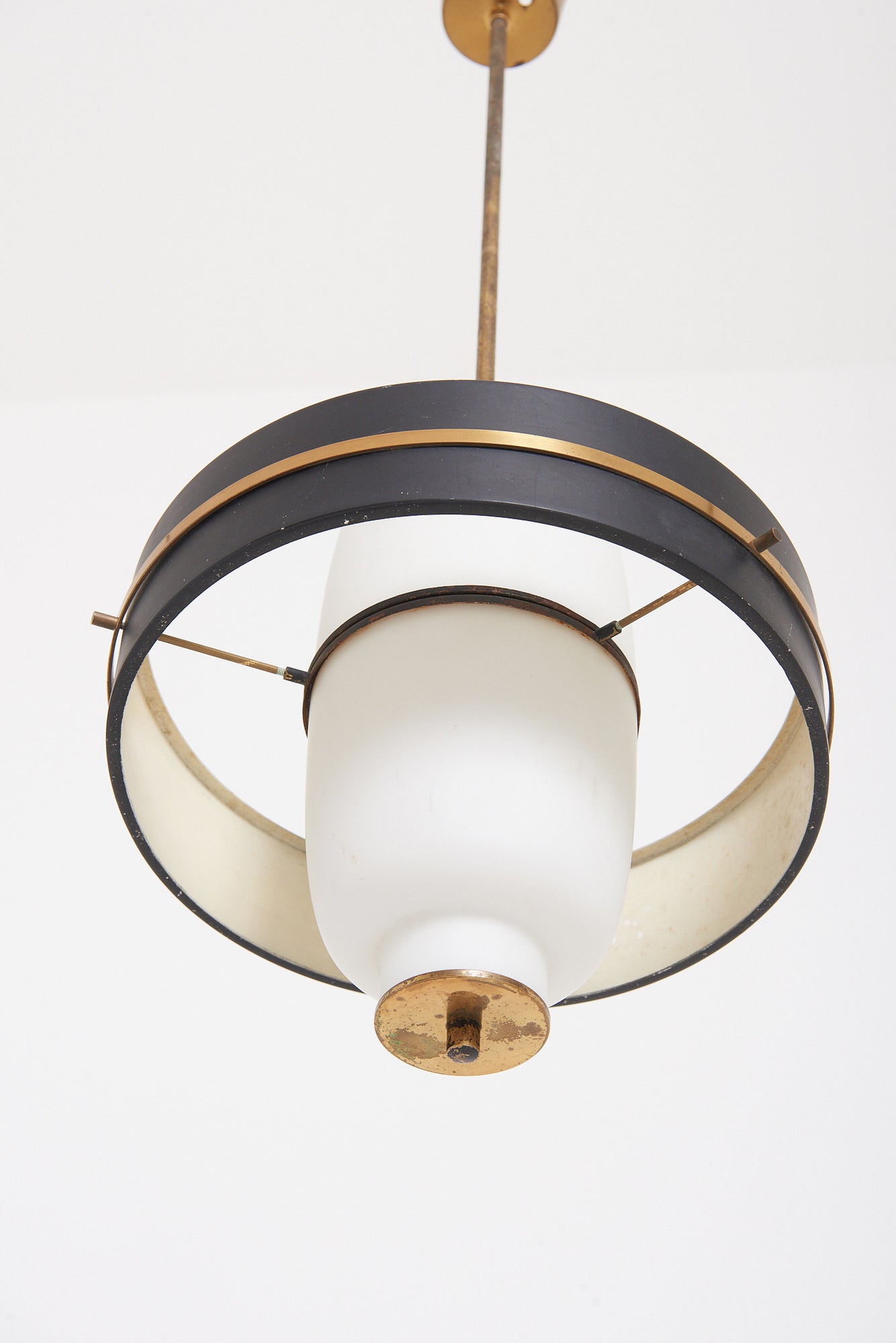 Brass and Glass Ceiling Light by Stilnovo