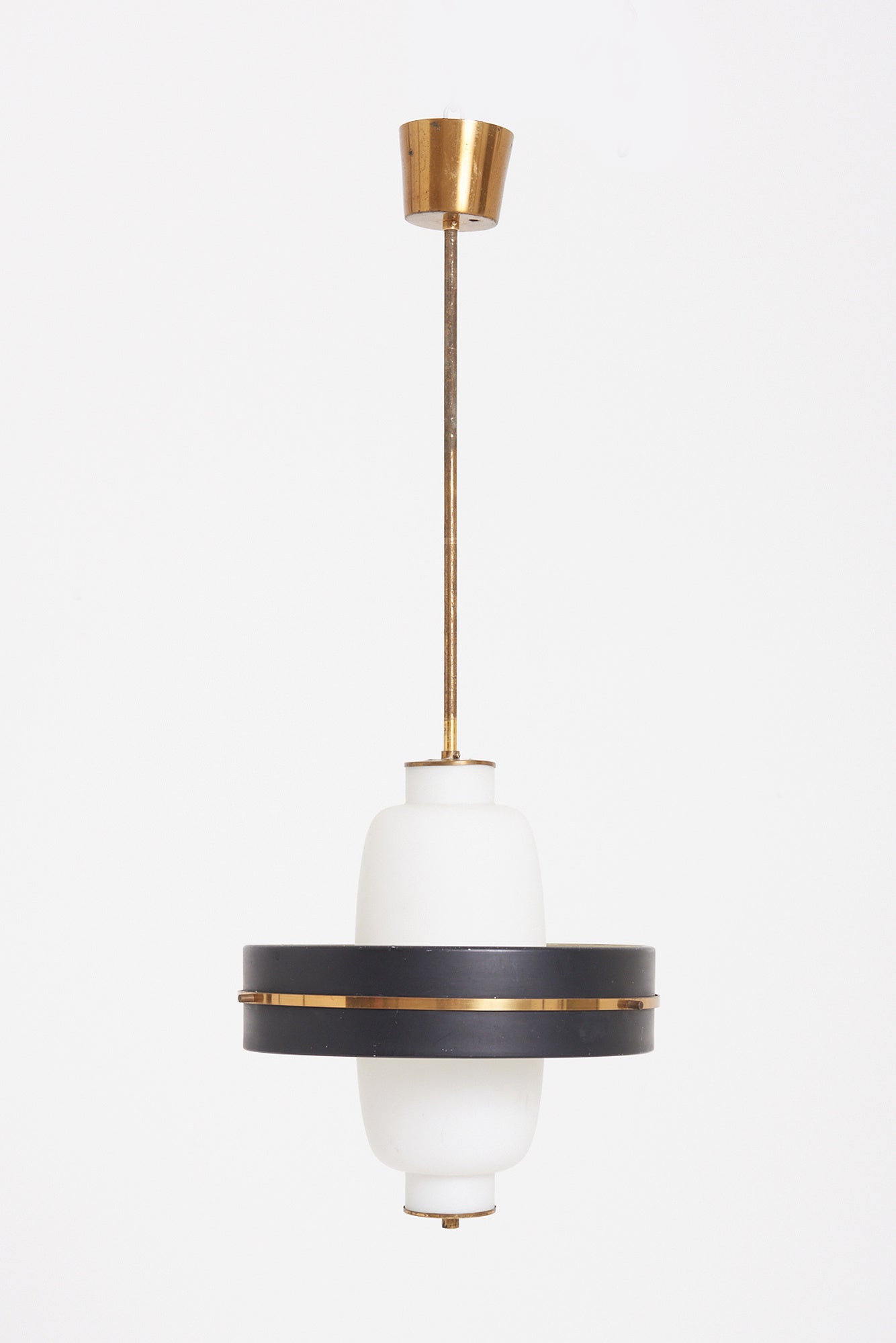 8985- Brass and Glass Ceiling Light by Stilnovo