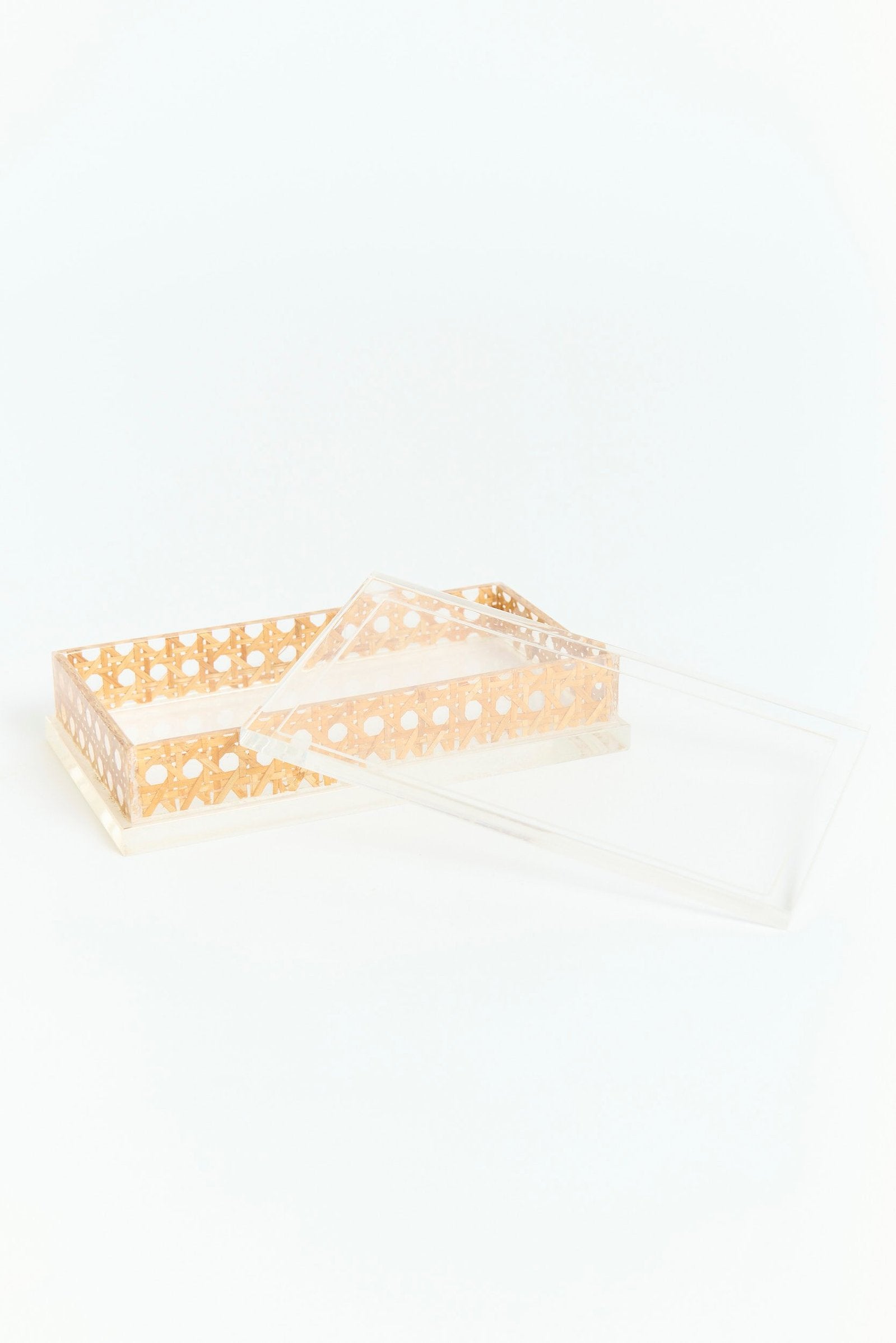 Mid-Century Cane and Perspex Box
