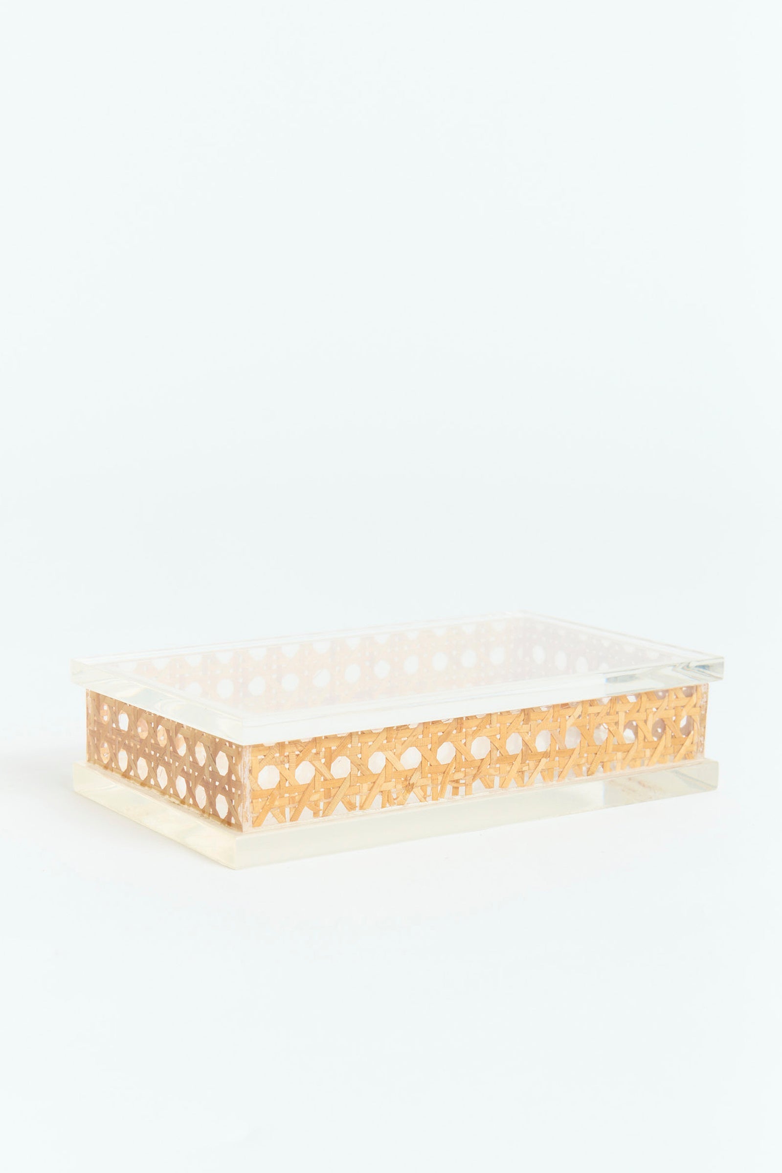 Mid-Century Cane and Perspex Box