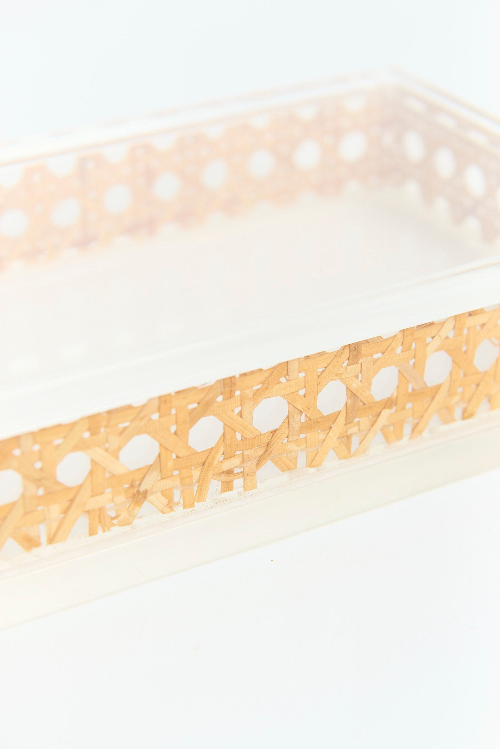 Mid-Century Cane and Perspex Box