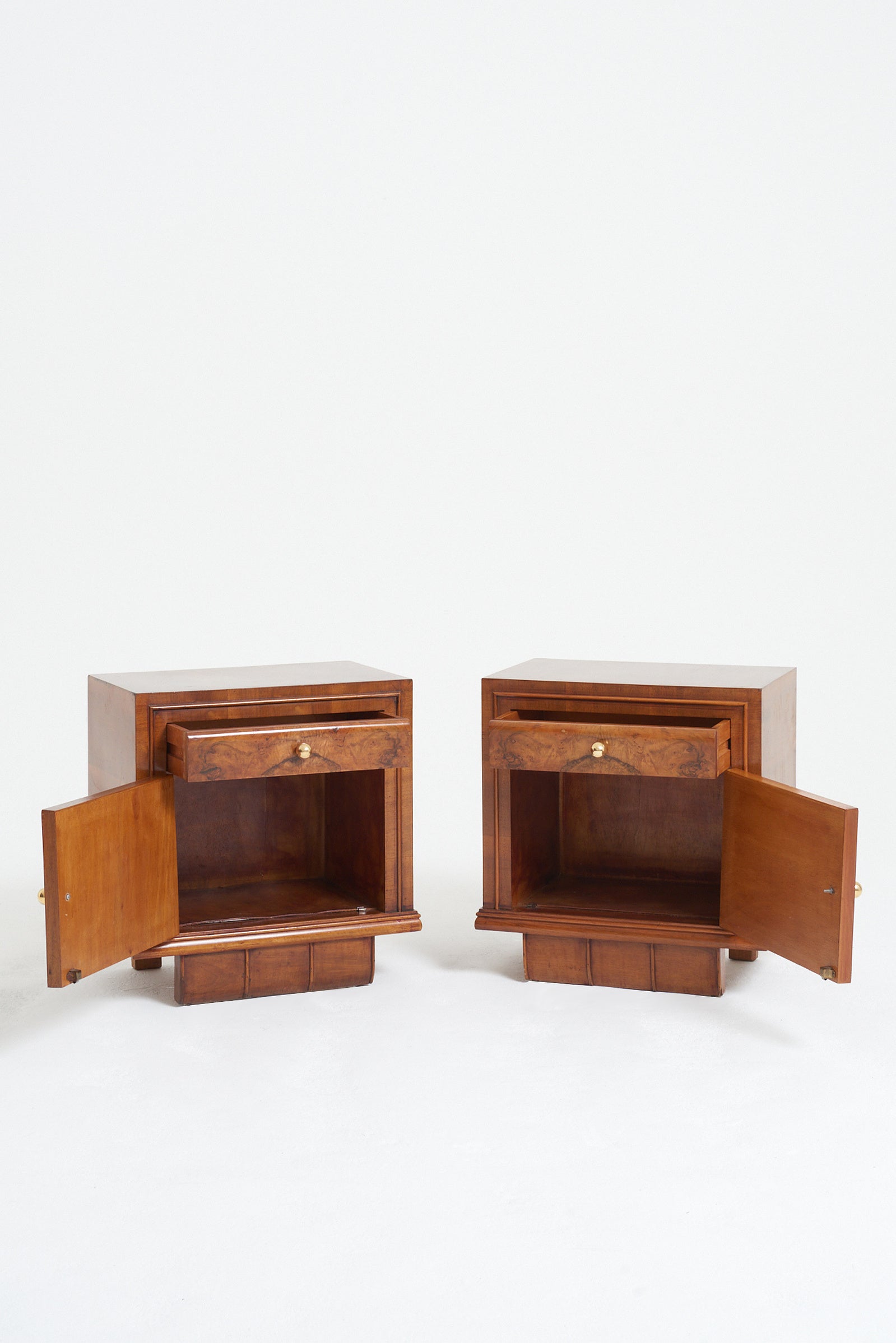 Pair of Art Deco Walnut Bedside Cabinets