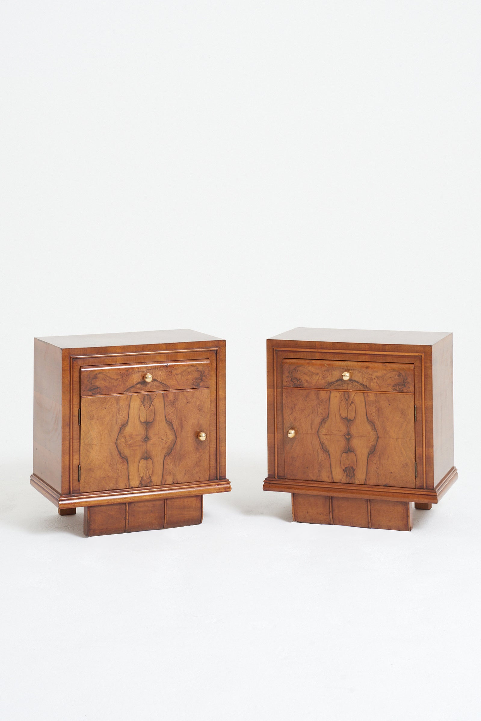 Pair of Art Deco Walnut Bedside Cabinets