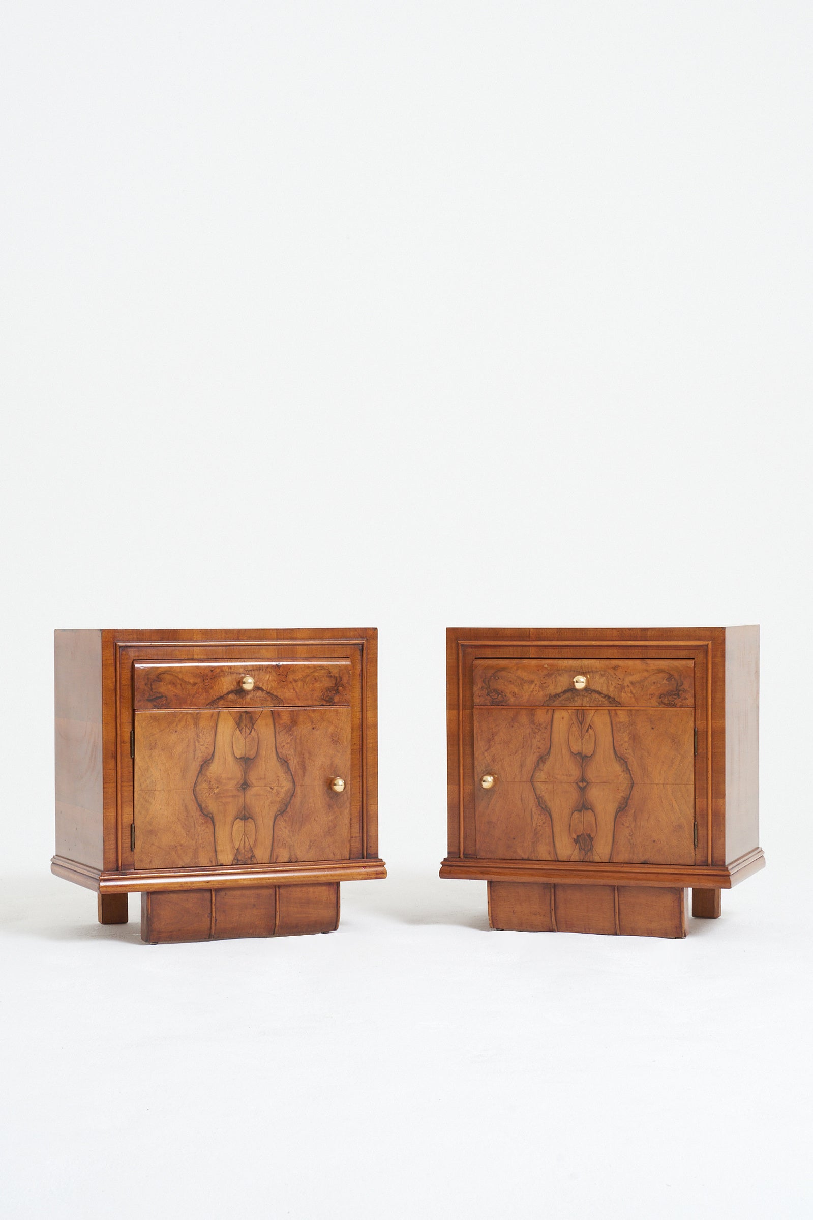 Pair of Art Deco Walnut Bedside Cabinets