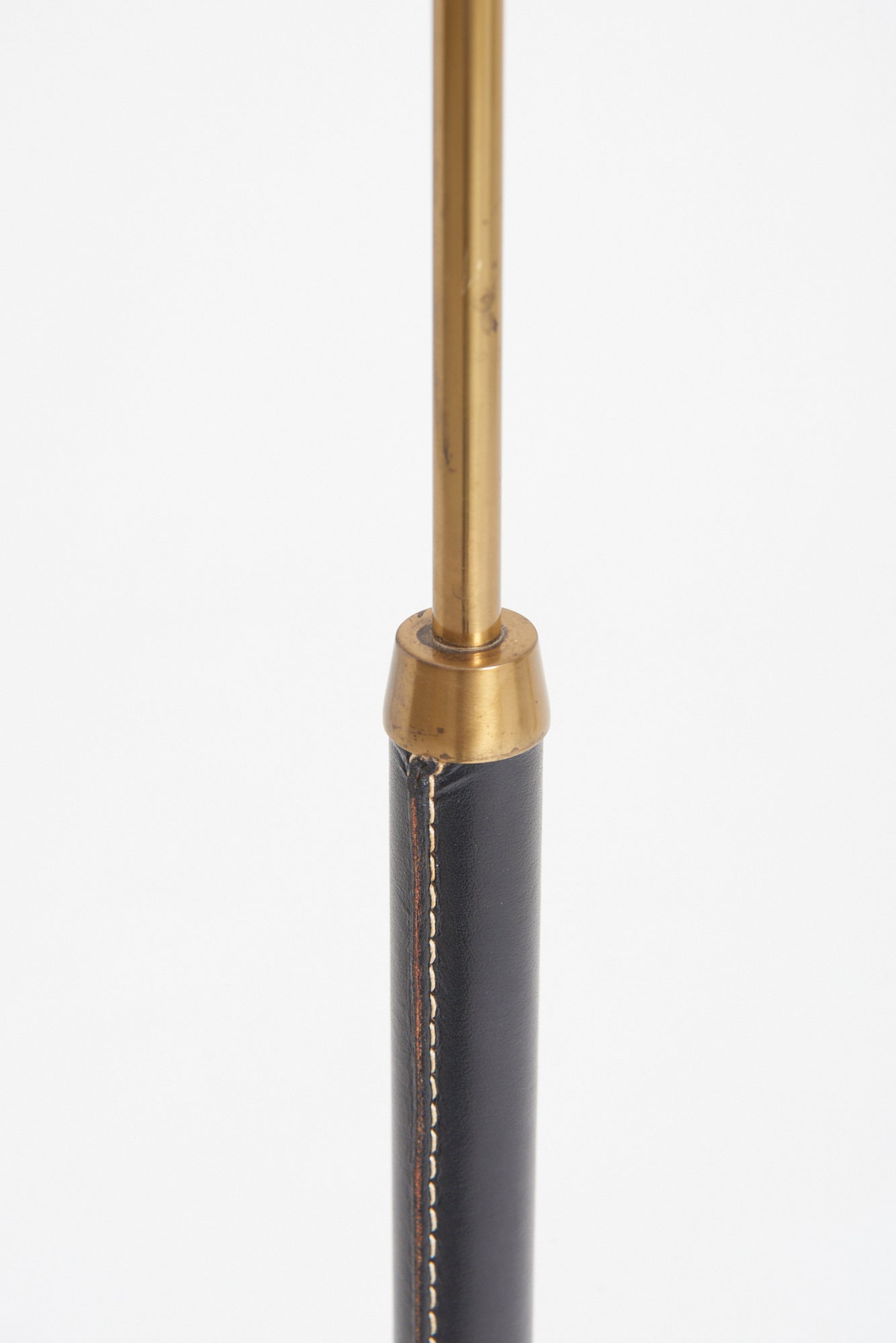 Mid-Century Black Leather Floor Lamp
