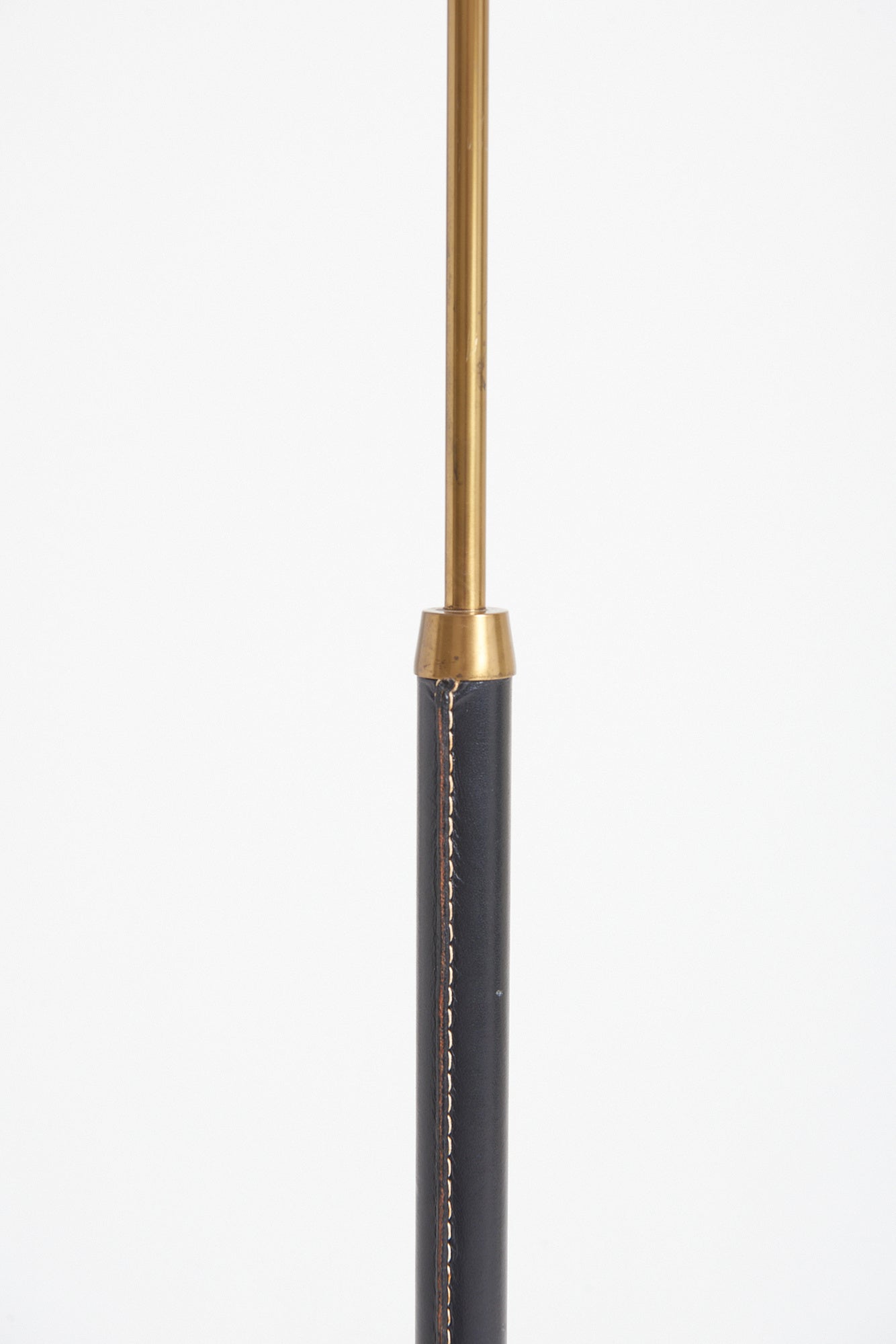 Mid-Century Black Leather Floor Lamp