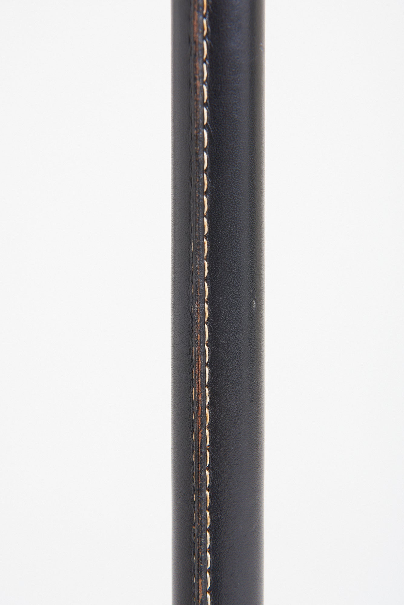 Mid-Century Black Leather Floor Lamp