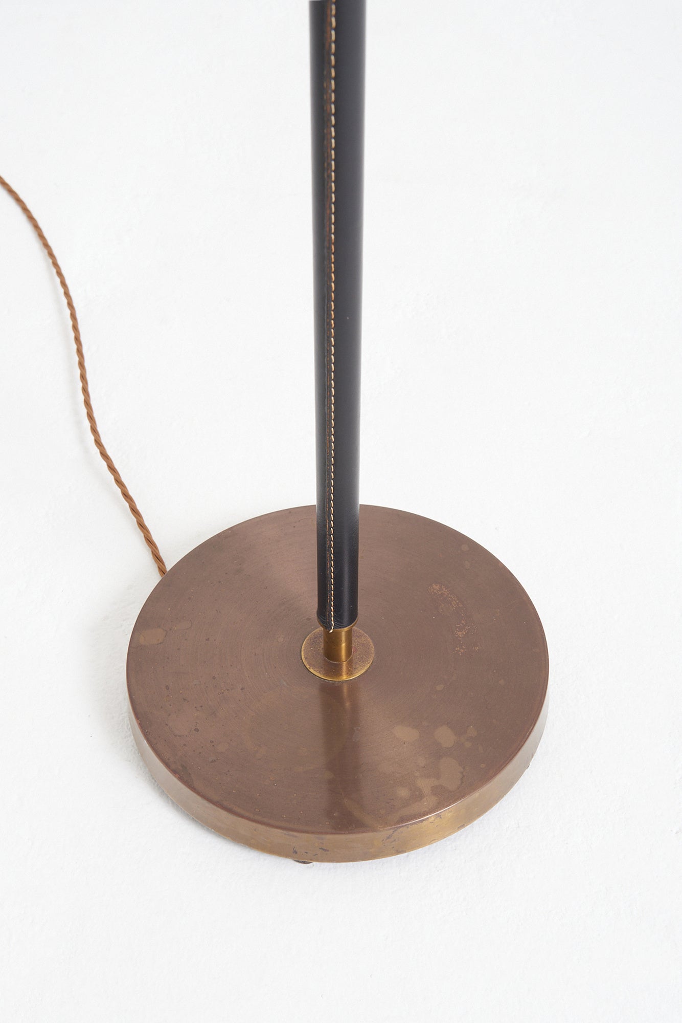 Mid-Century Black Leather Floor Lamp
