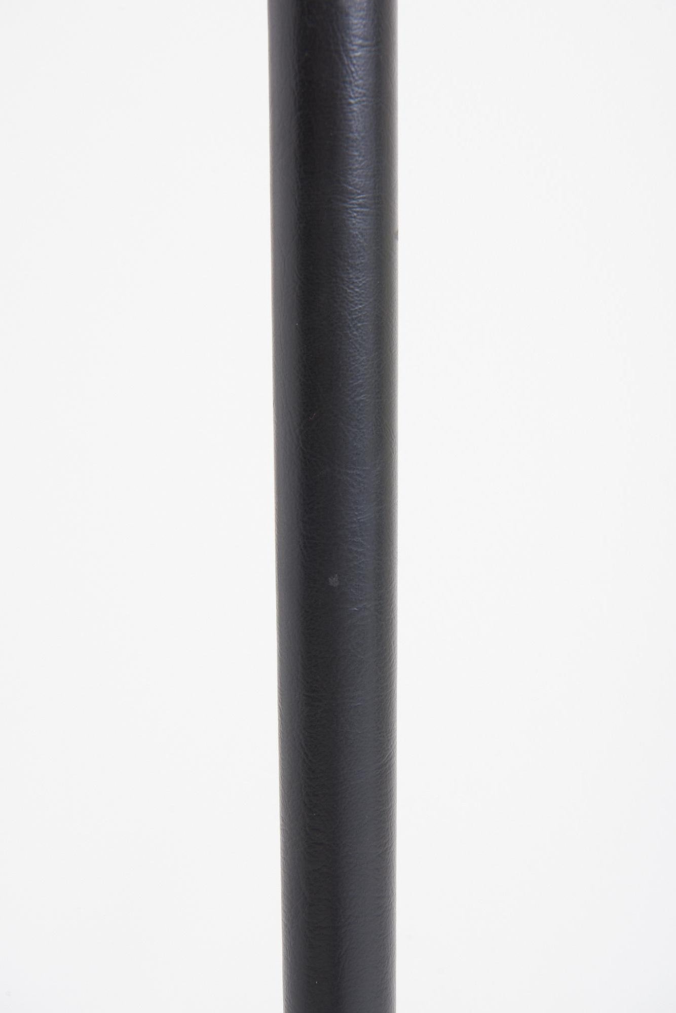 Mid-Century Black Leather Floor Lamp