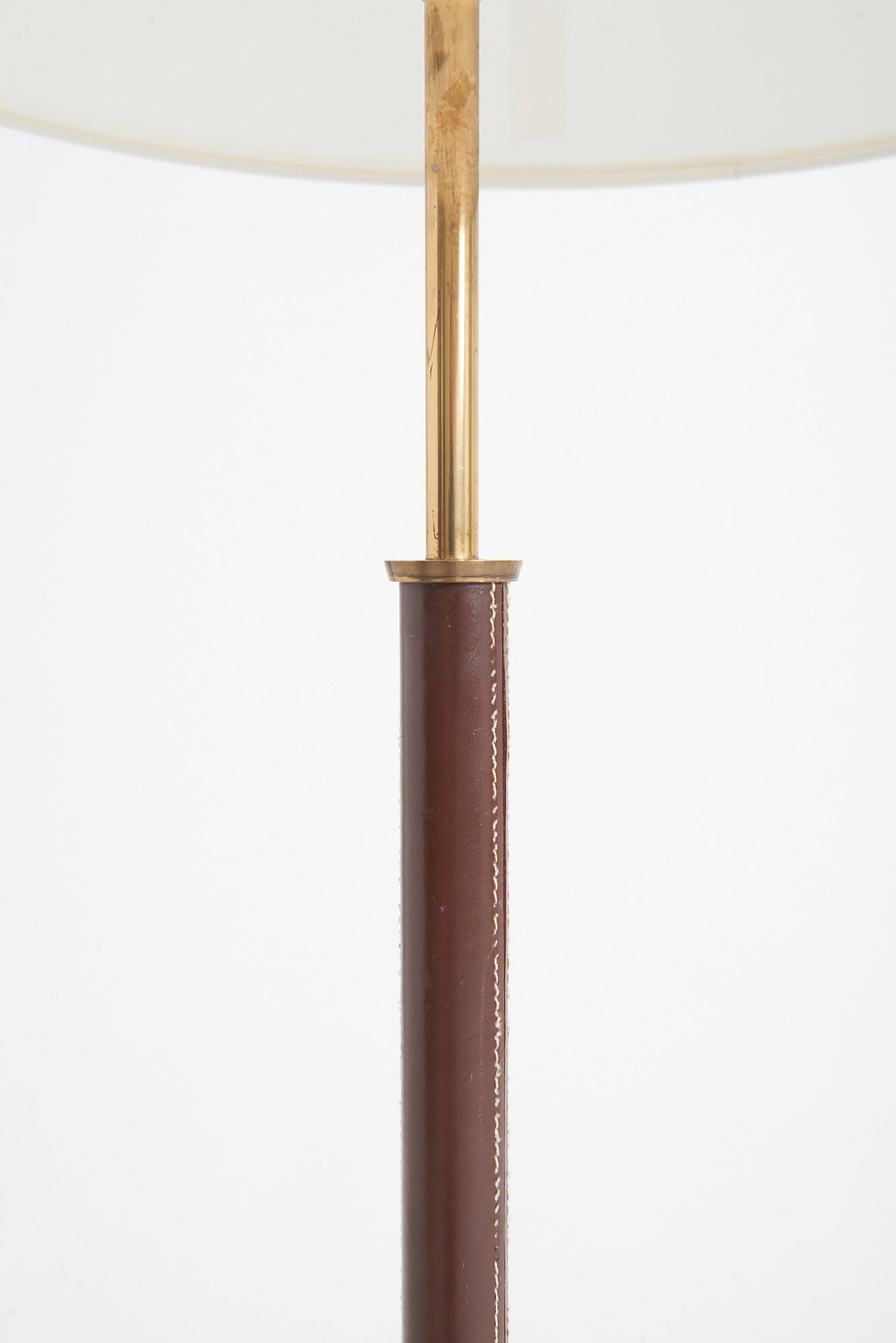 Mid-Century Brown Faux Leather Floor Lamp
