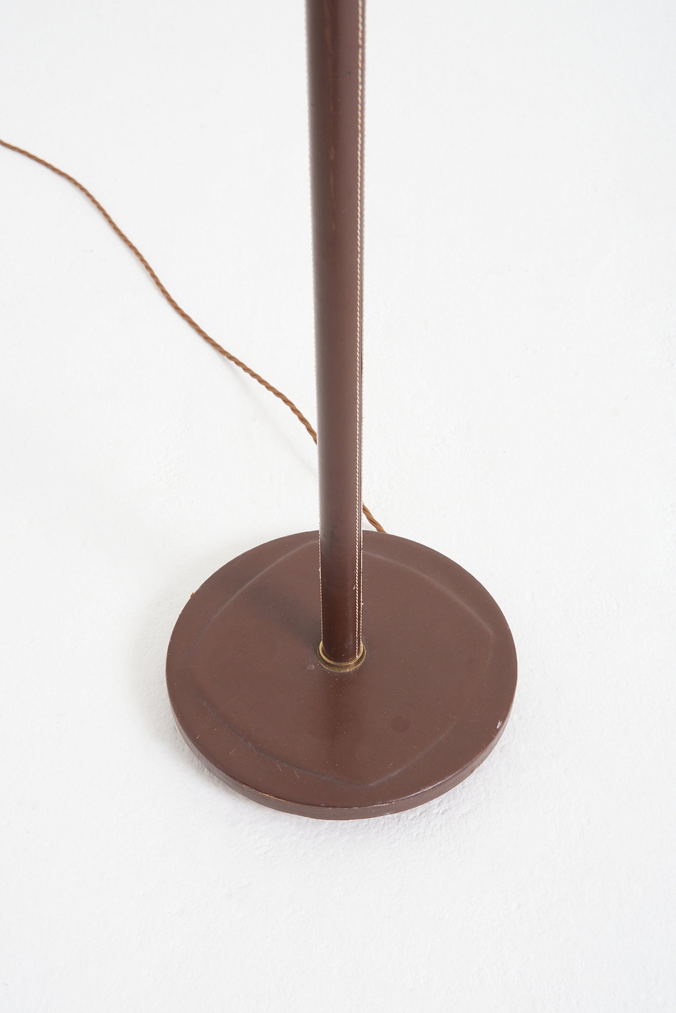Mid-Century Brown Faux Leather Floor Lamp