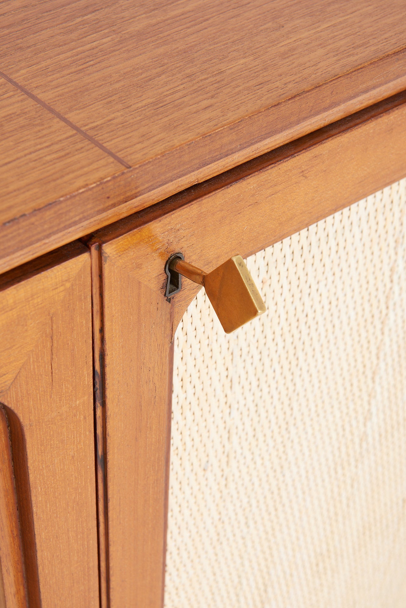 Mid-Century Mahogany and Rattan Sideboard