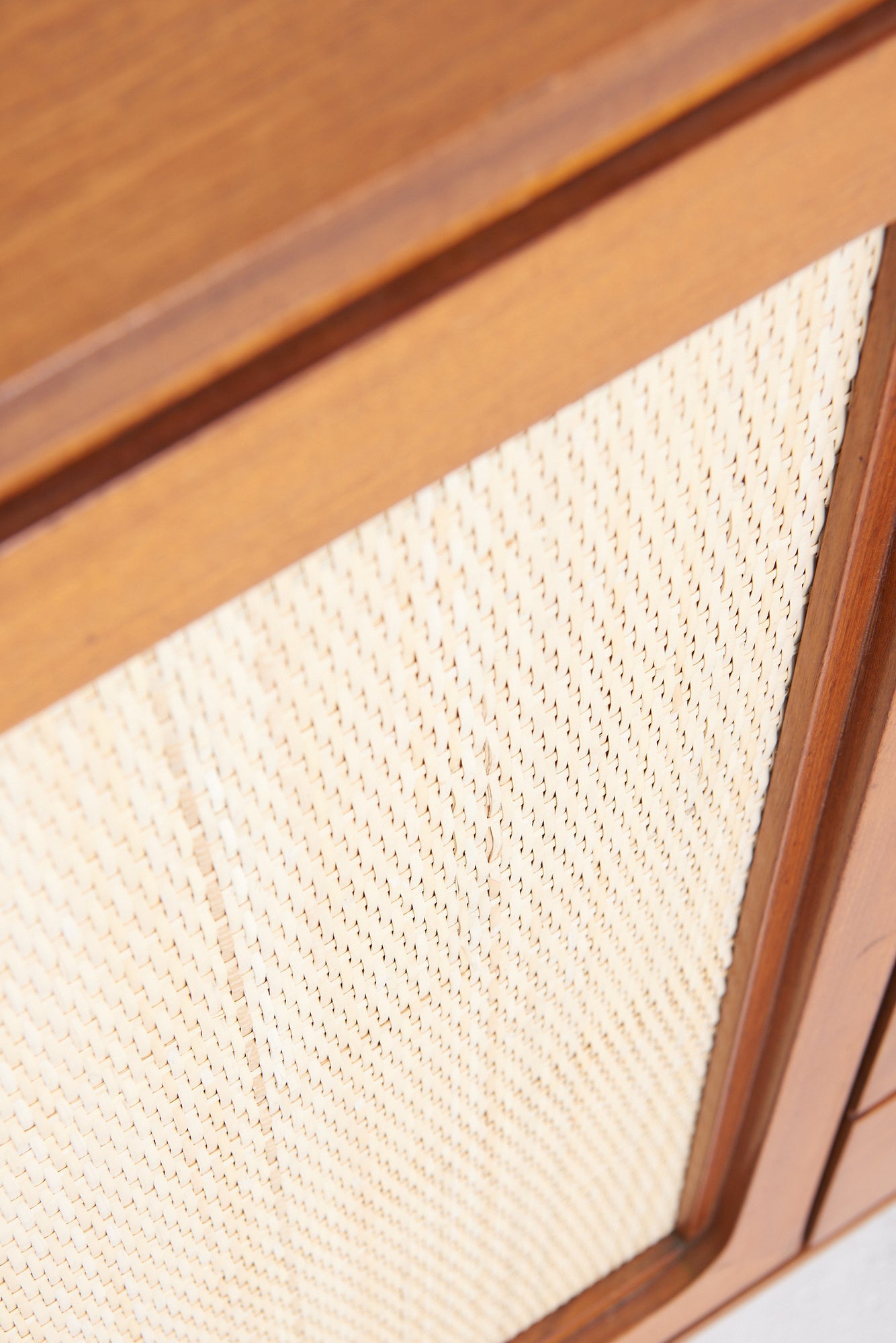 Mid-Century Mahogany and Rattan Sideboard