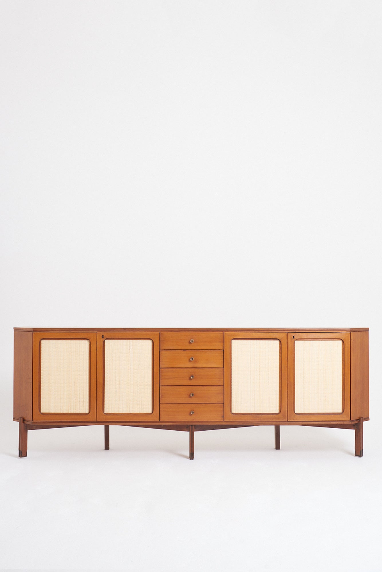 9046- Mid-Century Mahogany and Rattan Sideboard