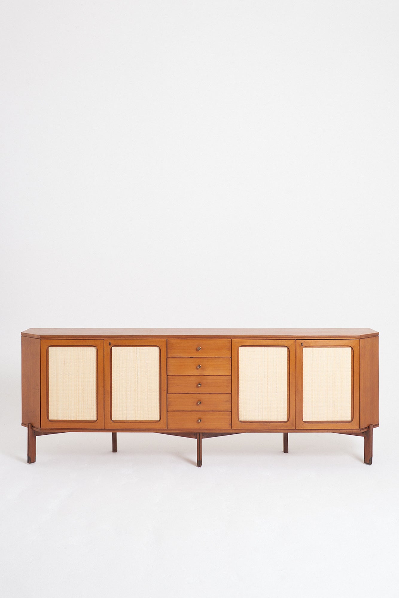 Mid-Century Mahogany and Rattan Sideboard