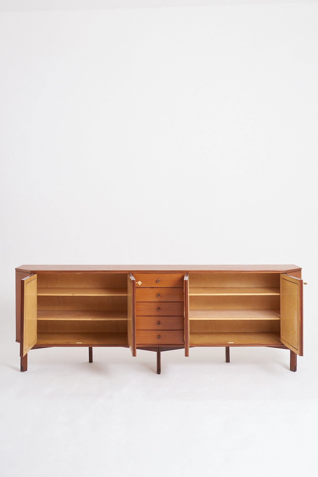 Mid-Century Mahogany and Rattan Sideboard