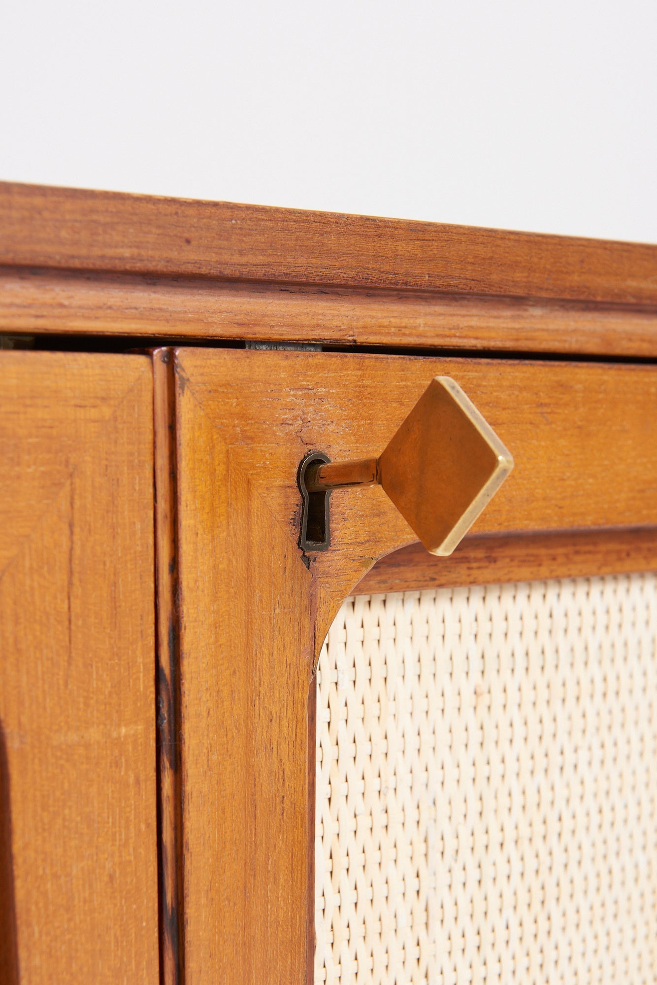 Mid-Century Mahogany and Rattan Sideboard
