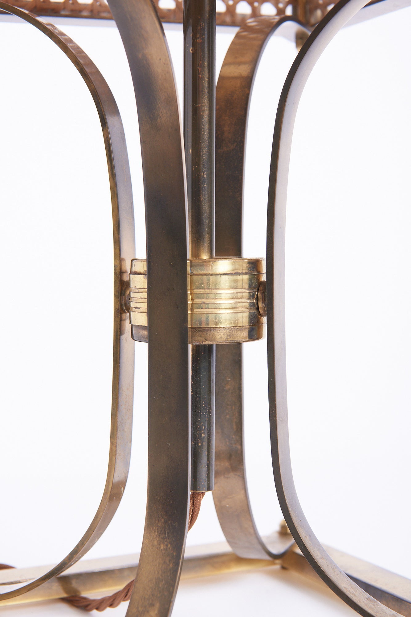 Mid-Century Brass and Rattan Table Lamp