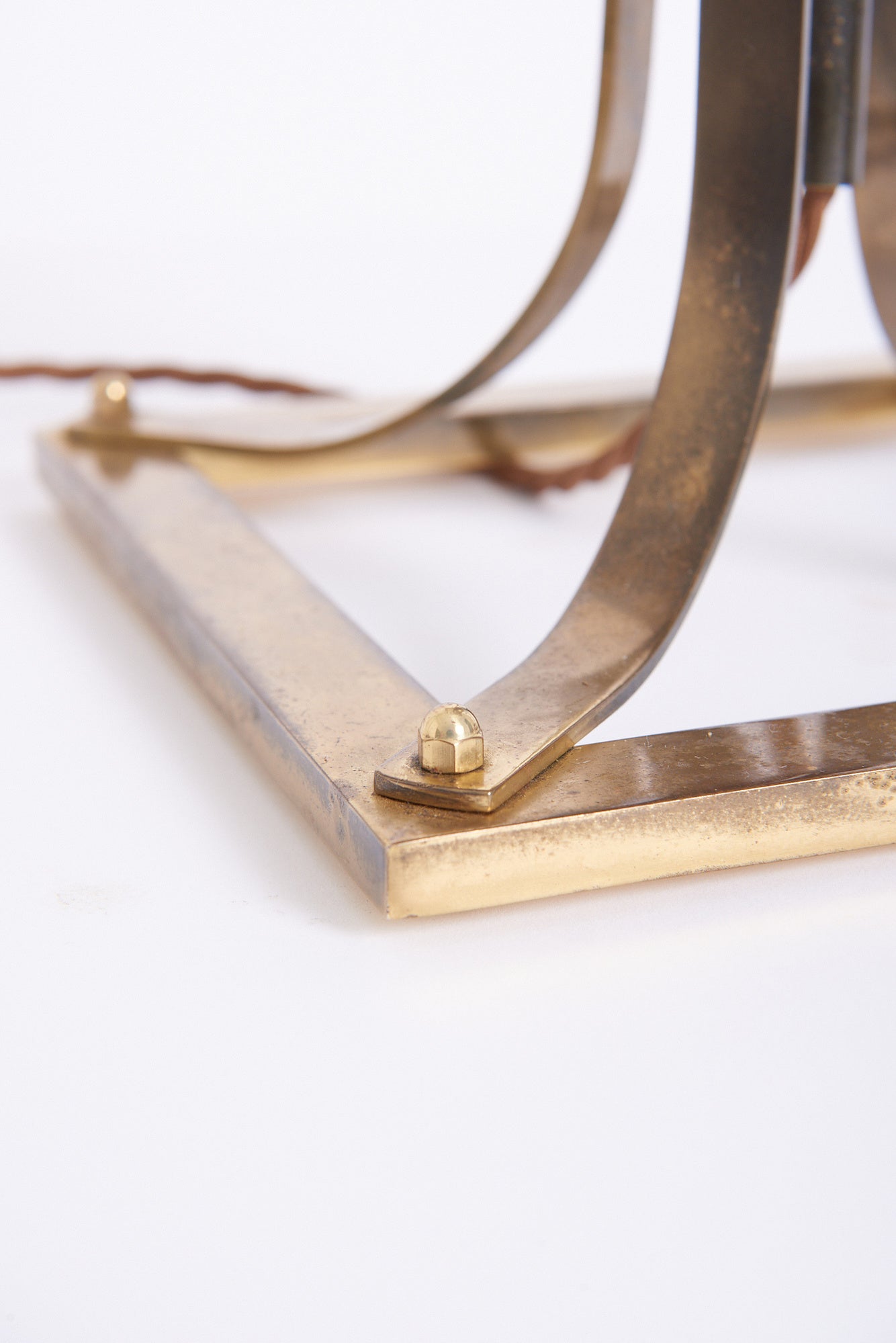 Mid-Century Brass and Rattan Table Lamp