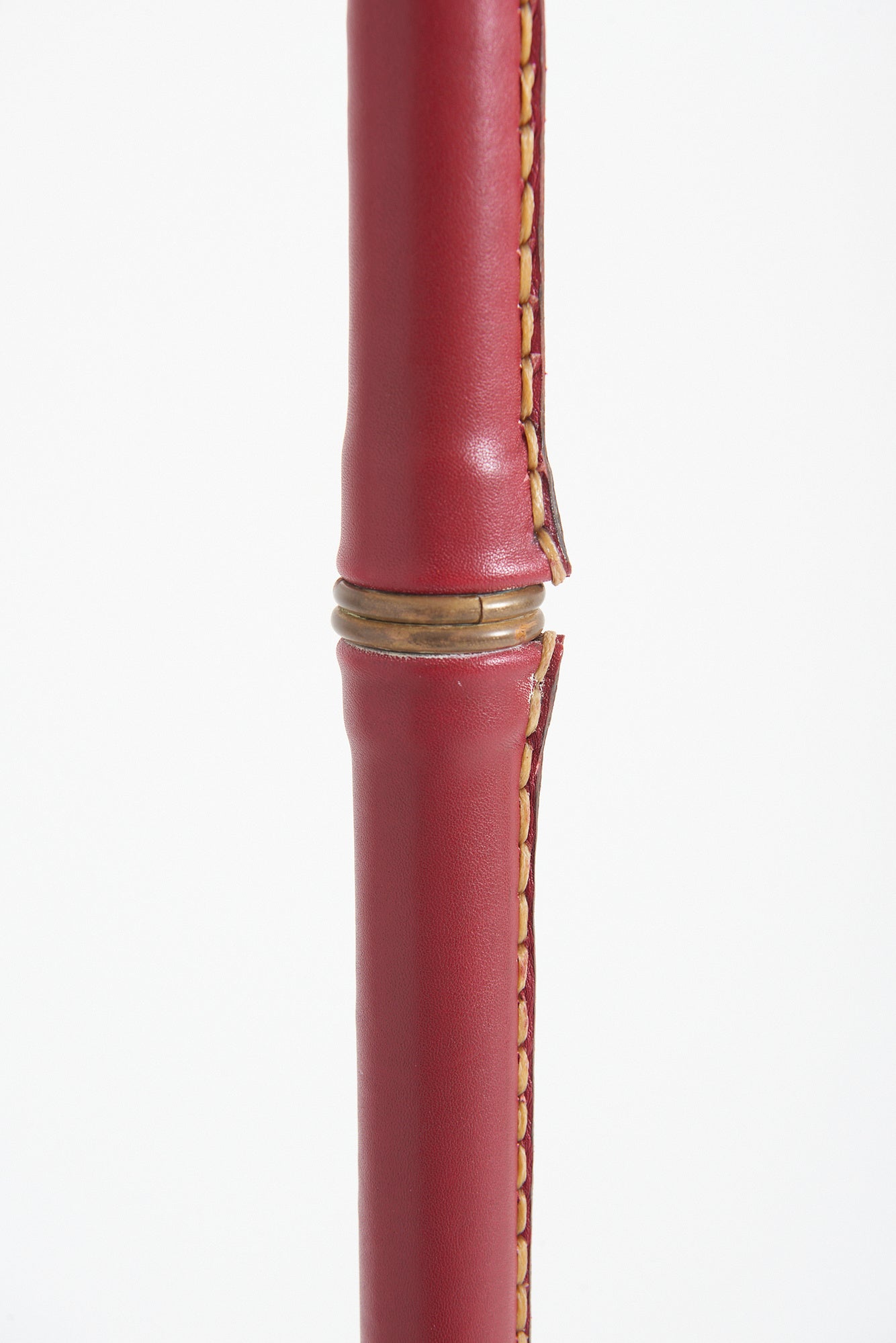 Pair of Red Leather Floor Lamps by Jacques Adnet