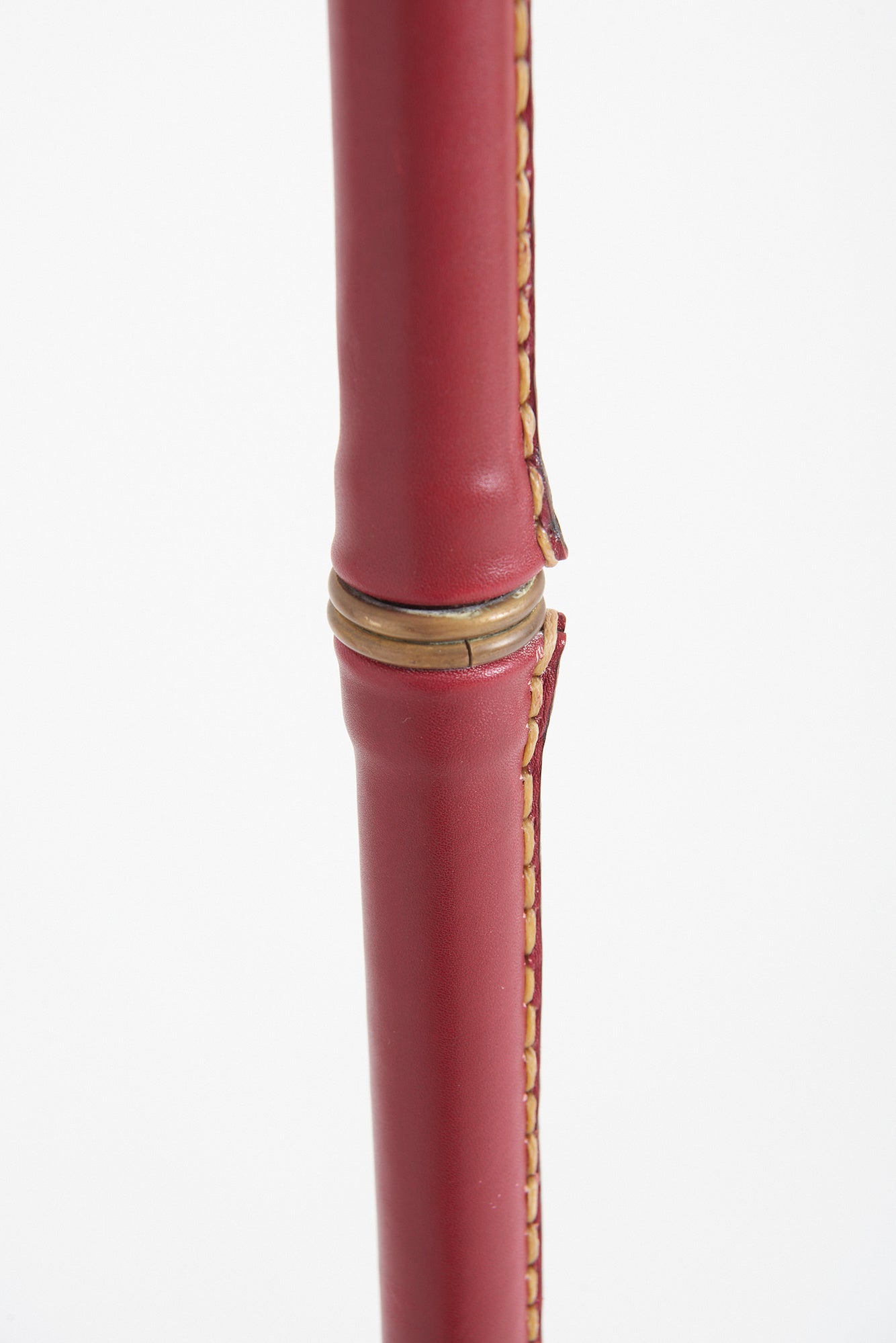Pair of Red Leather Floor Lamps by Jacques Adnet