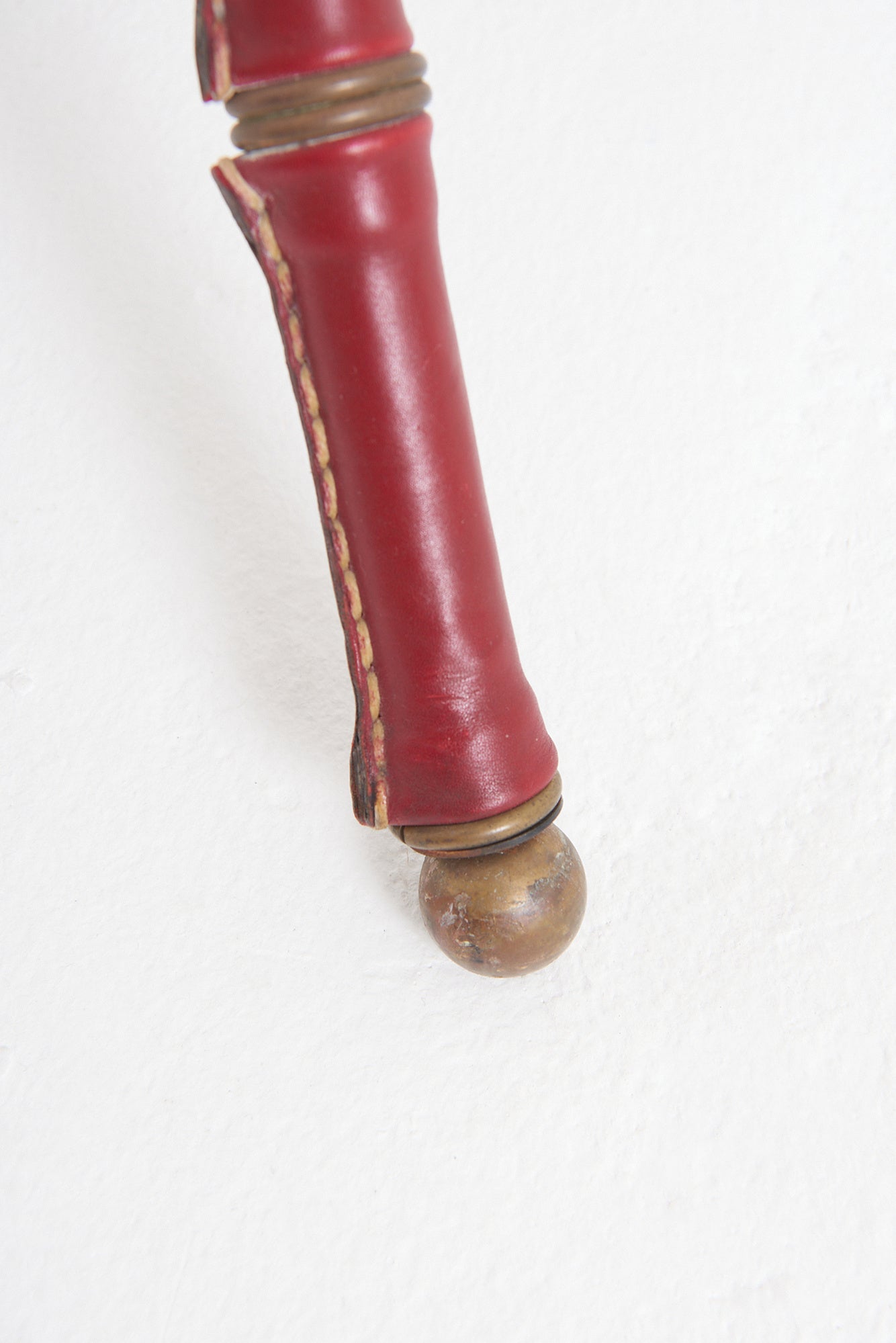 Pair of Red Leather Floor Lamps by Jacques Adnet