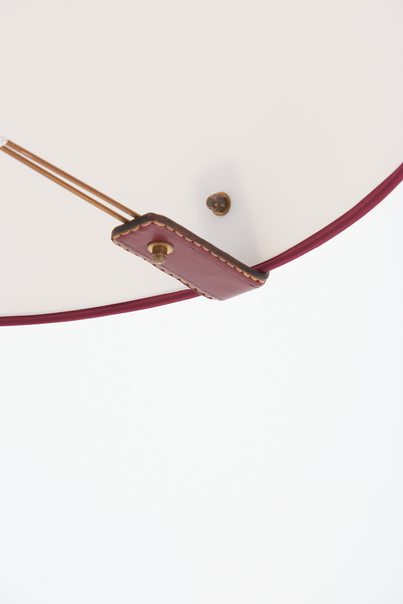 Pair of Red Leather Floor Lamps by Jacques Adnet