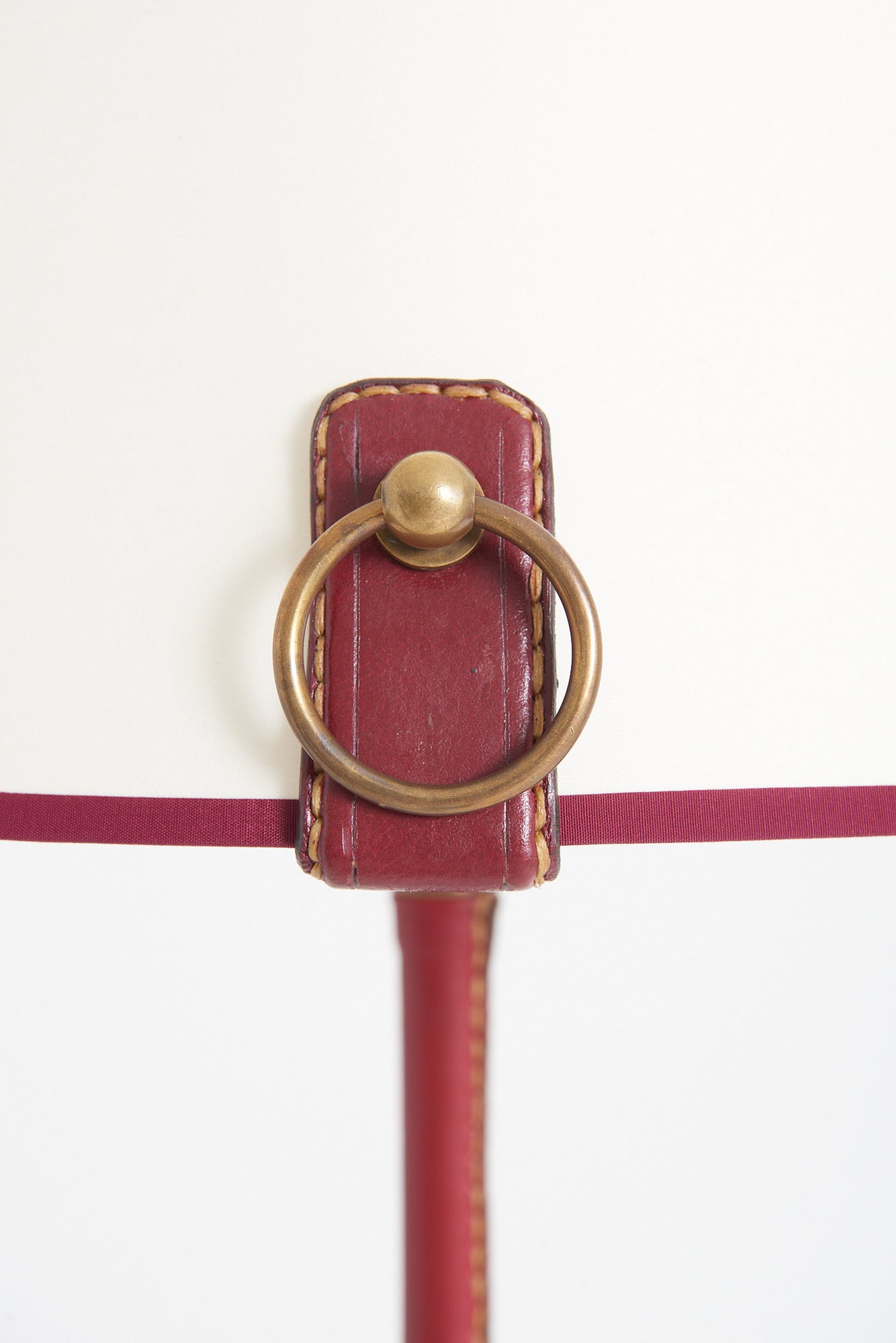 Pair of Red Leather Floor Lamps by Jacques Adnet