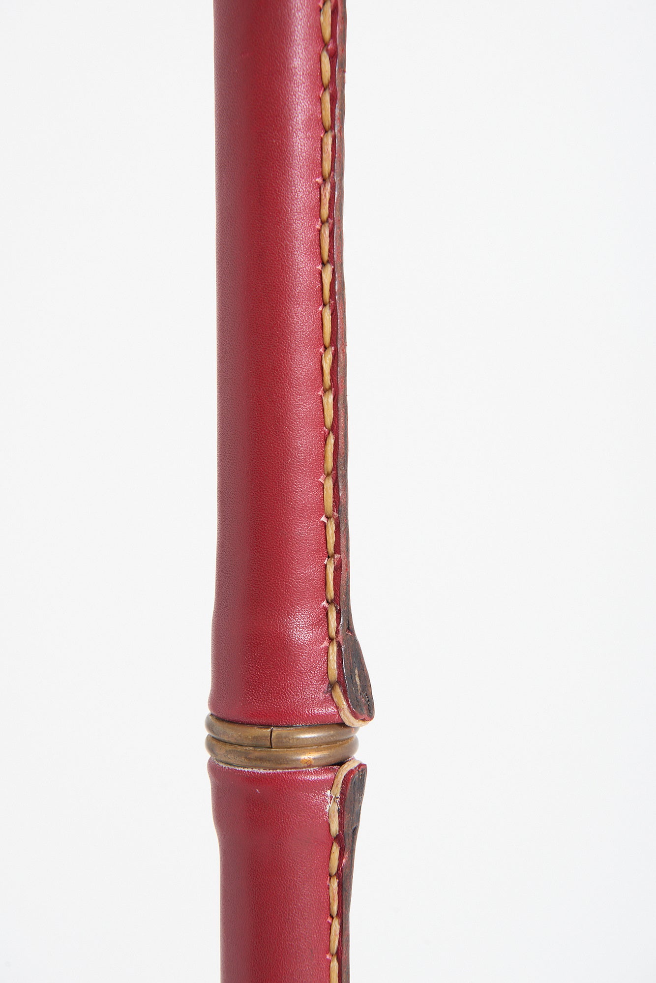 Pair of Red Leather Floor Lamps by Jacques Adnet