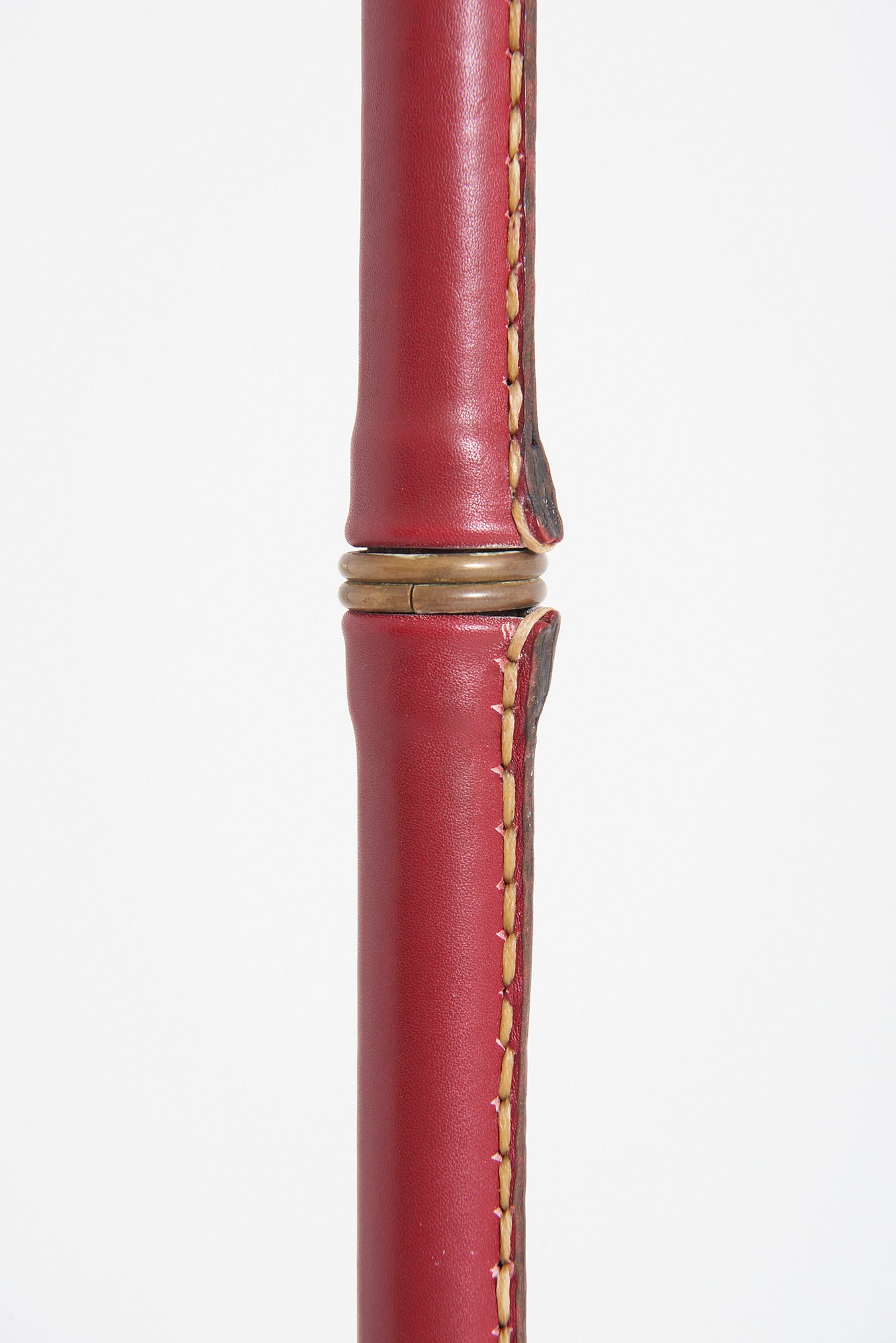 Pair of Red Leather Floor Lamps by Jacques Adnet
