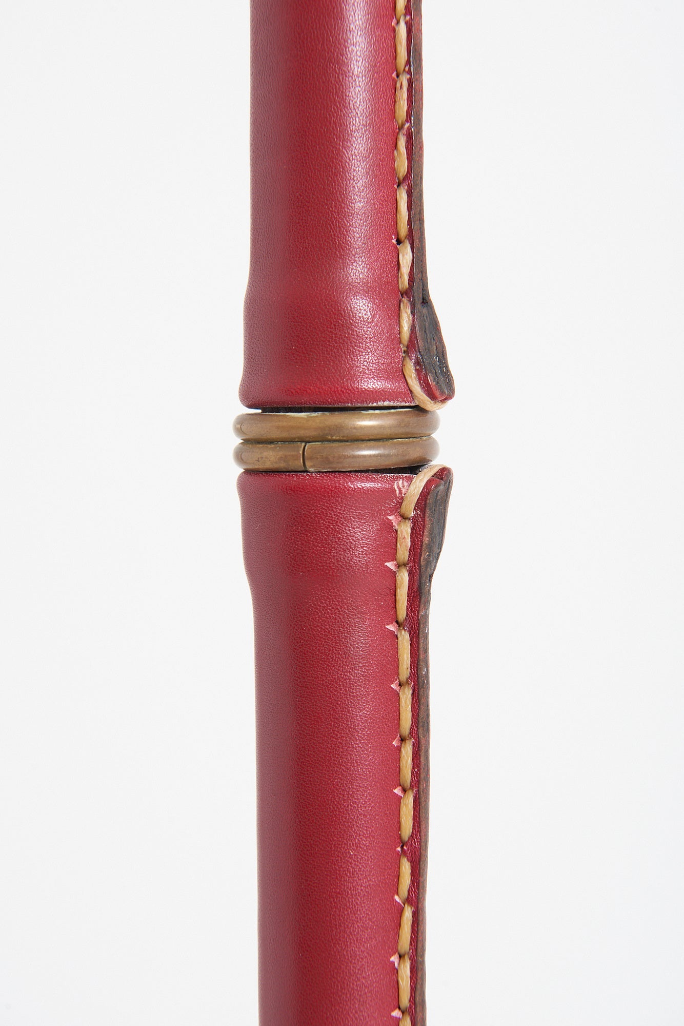 Pair of Red Leather Floor Lamps by Jacques Adnet