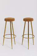 9075- Pair of Brass Bar Stools