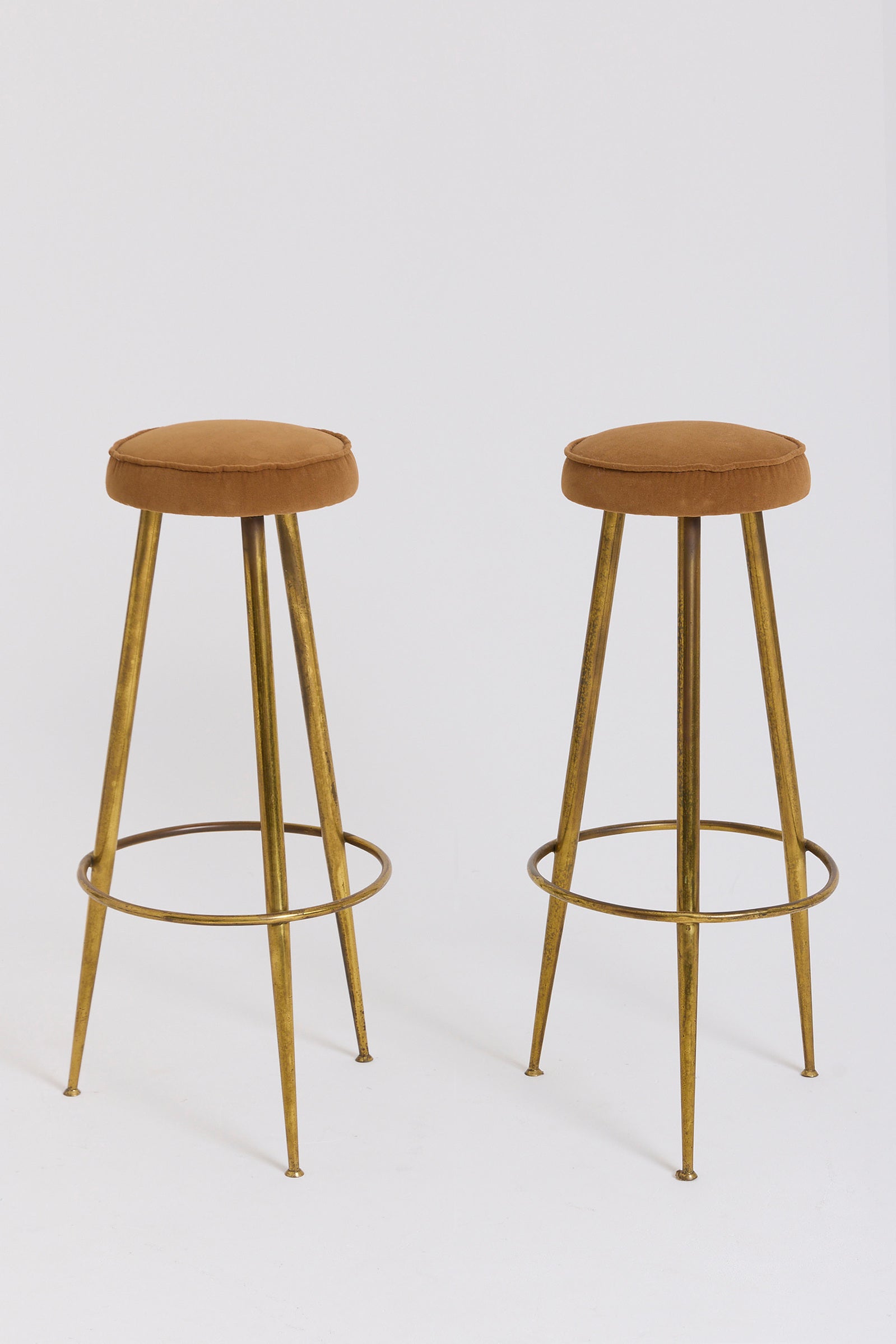 9075- Pair of Brass Bar Stools