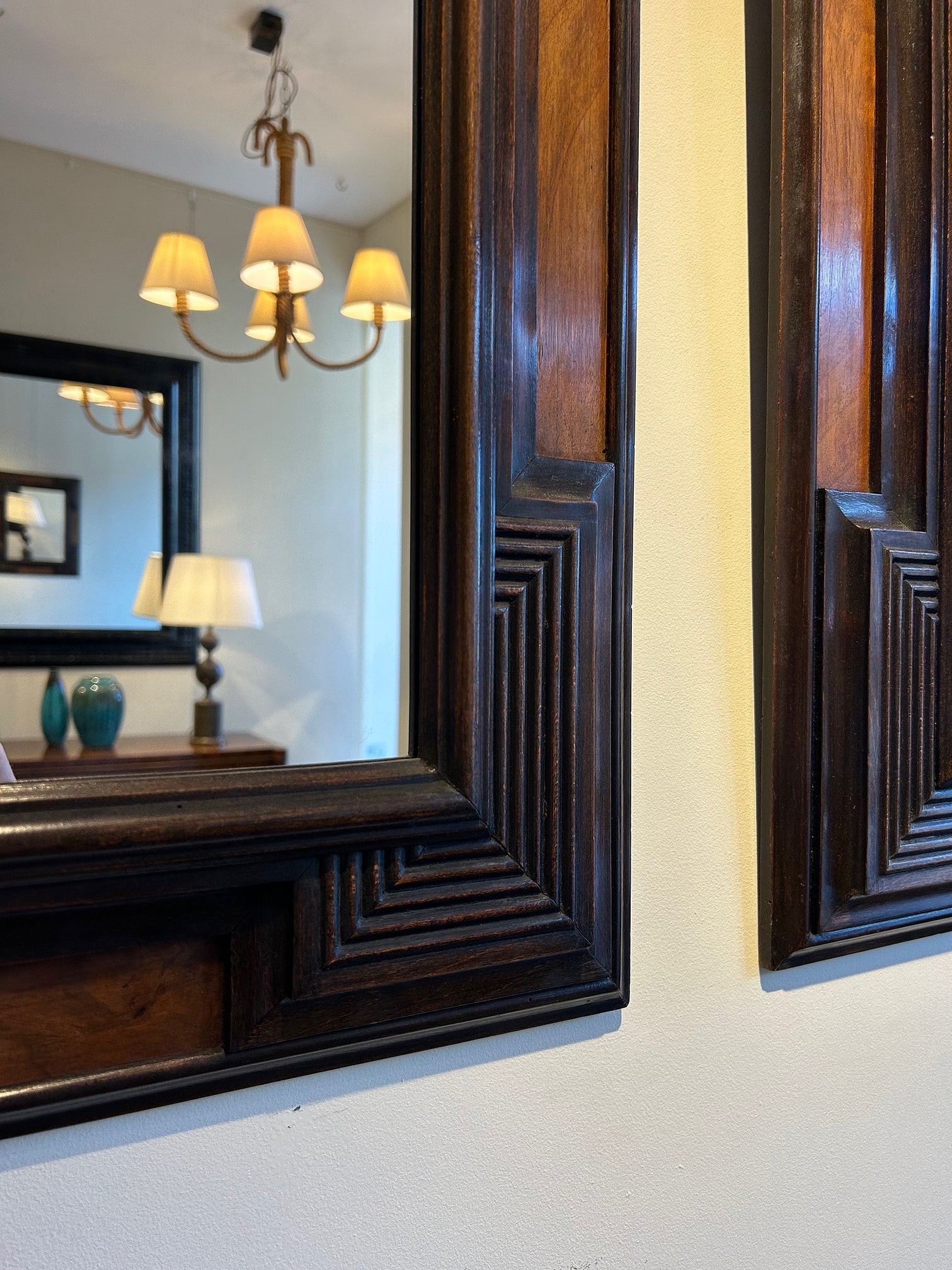 Pair of Italian Walnut Mirrors