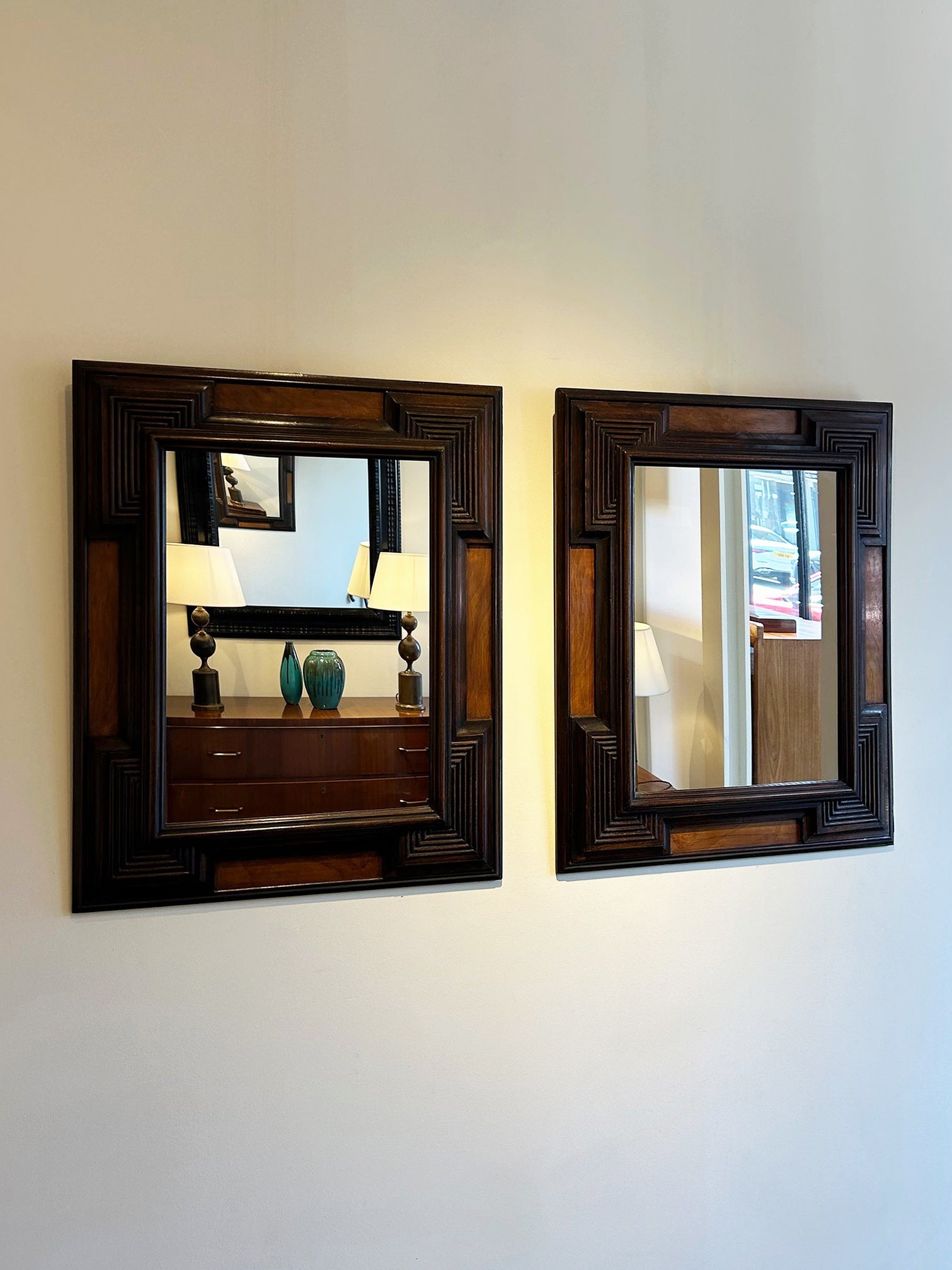 Pair of Italian Walnut Mirrors