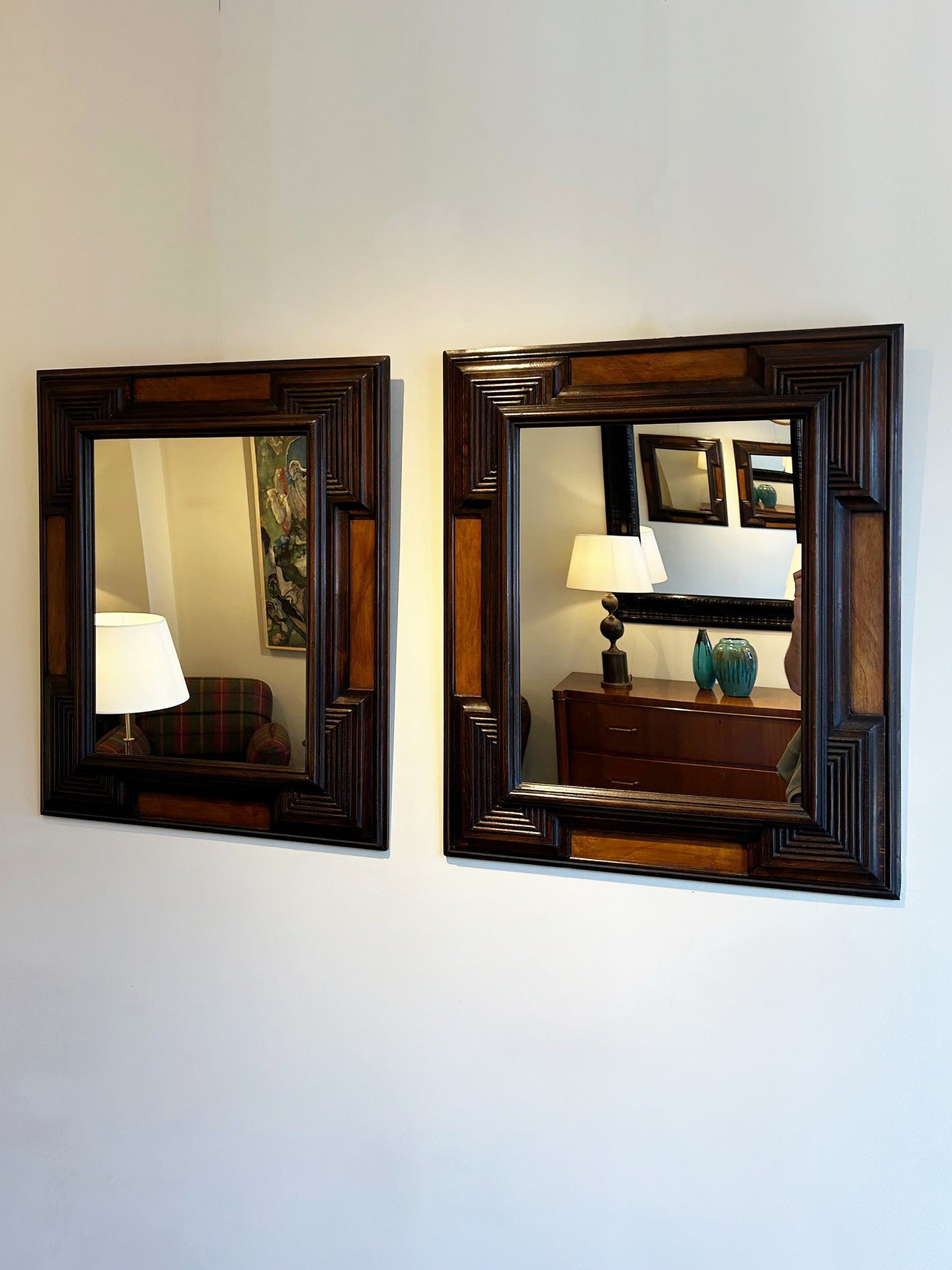 Pair of Italian Walnut Mirrors