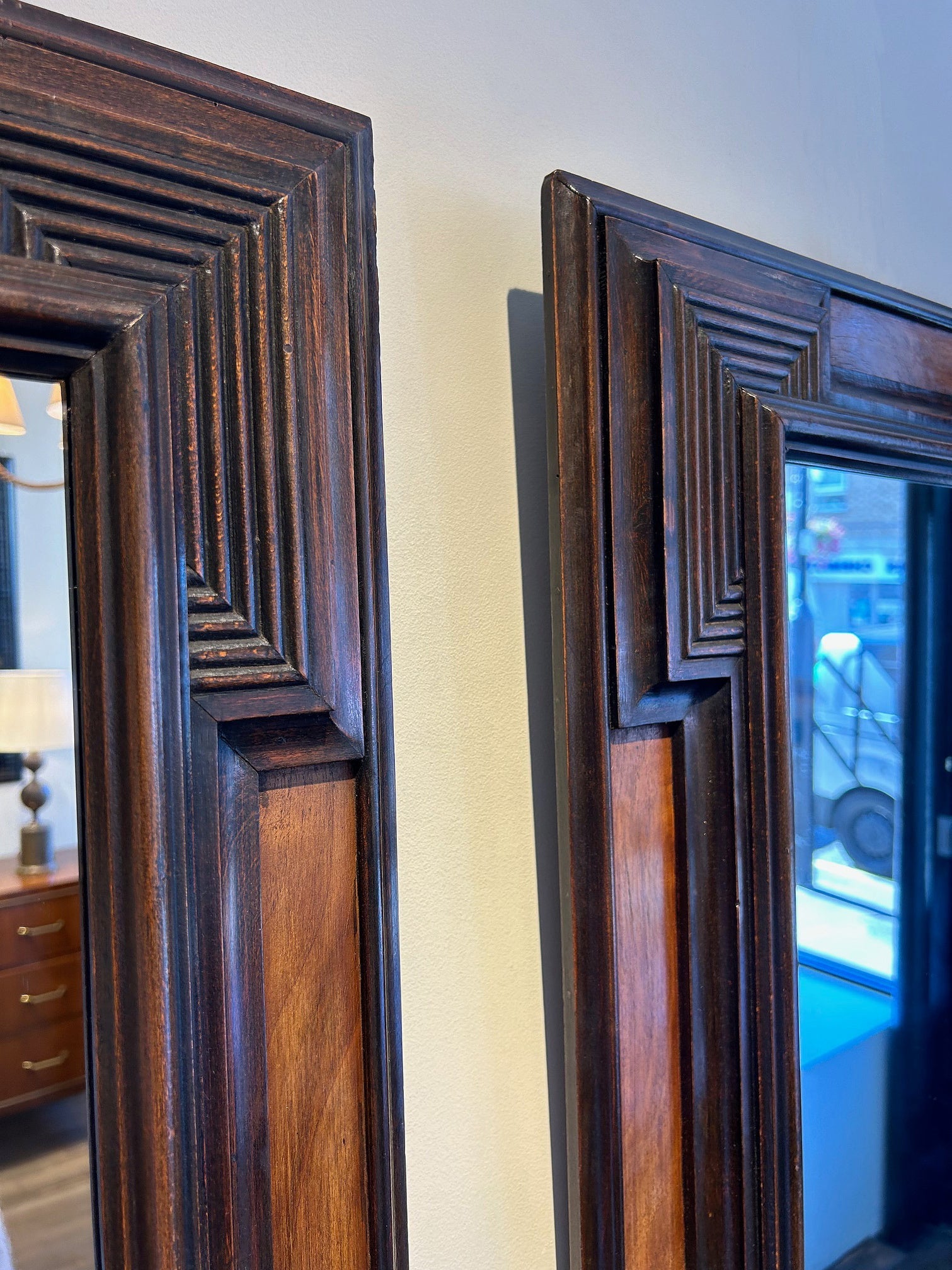 Pair of Italian Walnut Mirrors