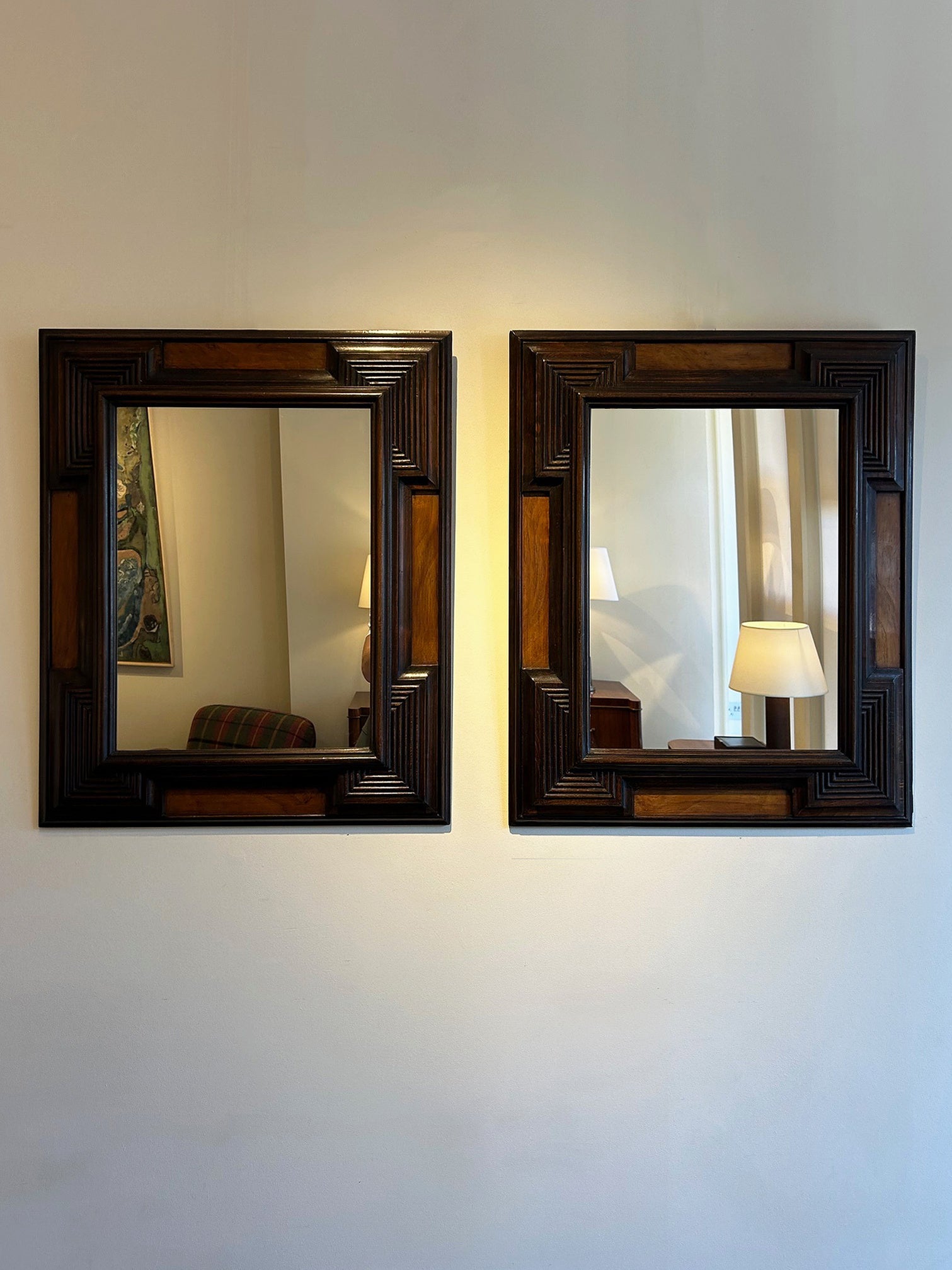 Pair of Italian Walnut Mirrors