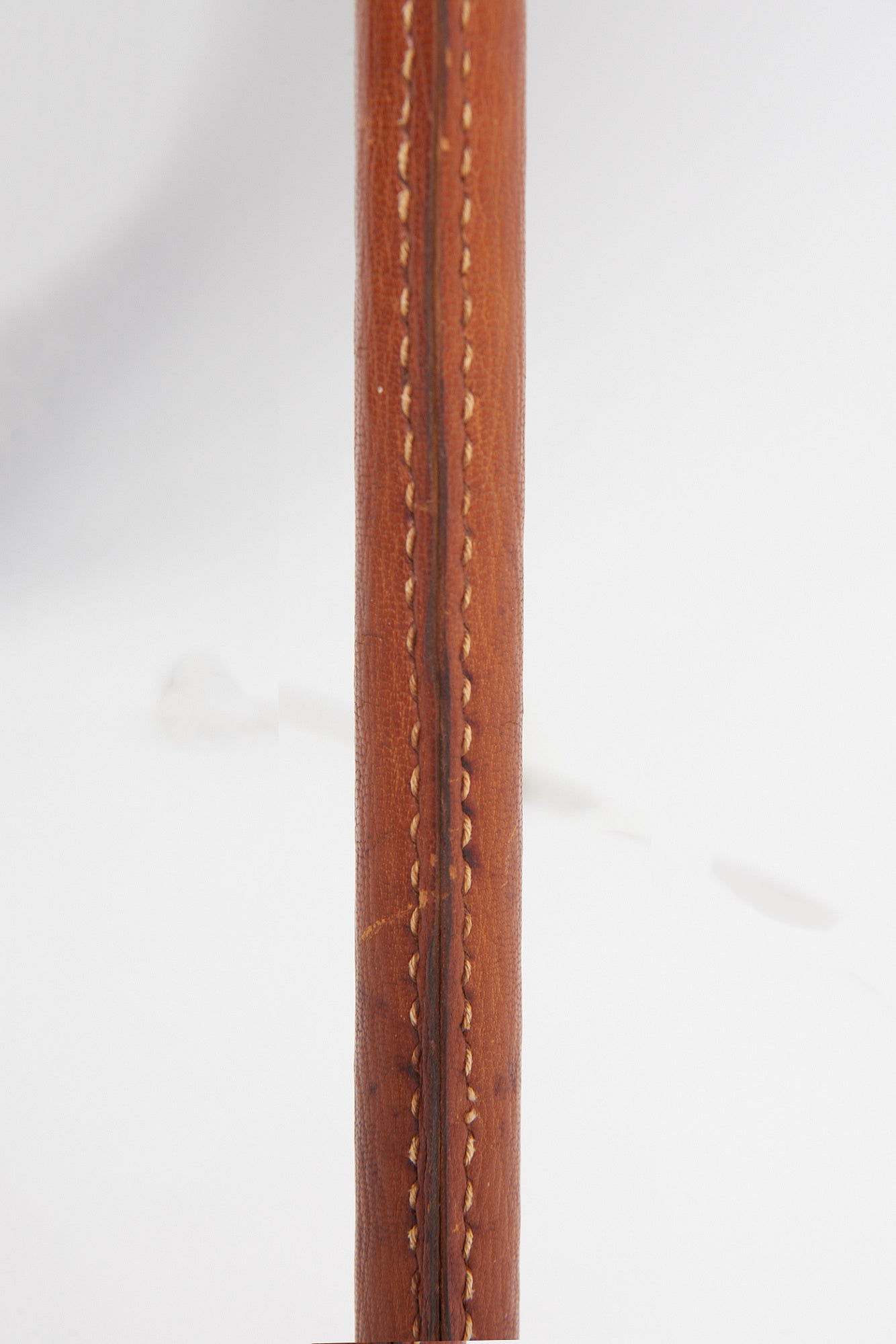 Mid-Century Brown Leather and Brass Floor lamp