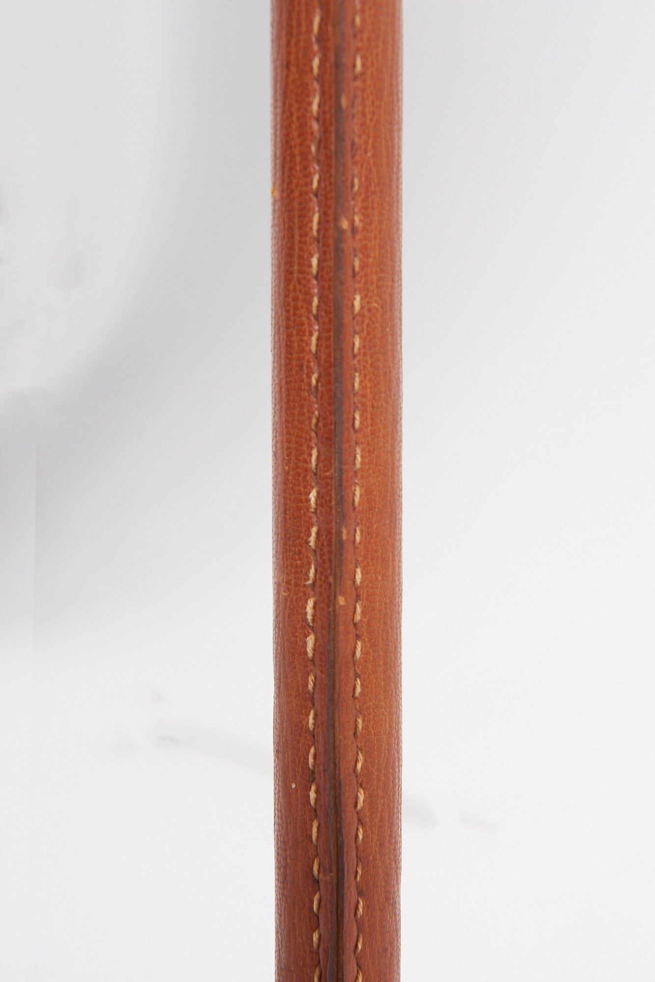 Mid-Century Brown Leather and Brass Floor lamp
