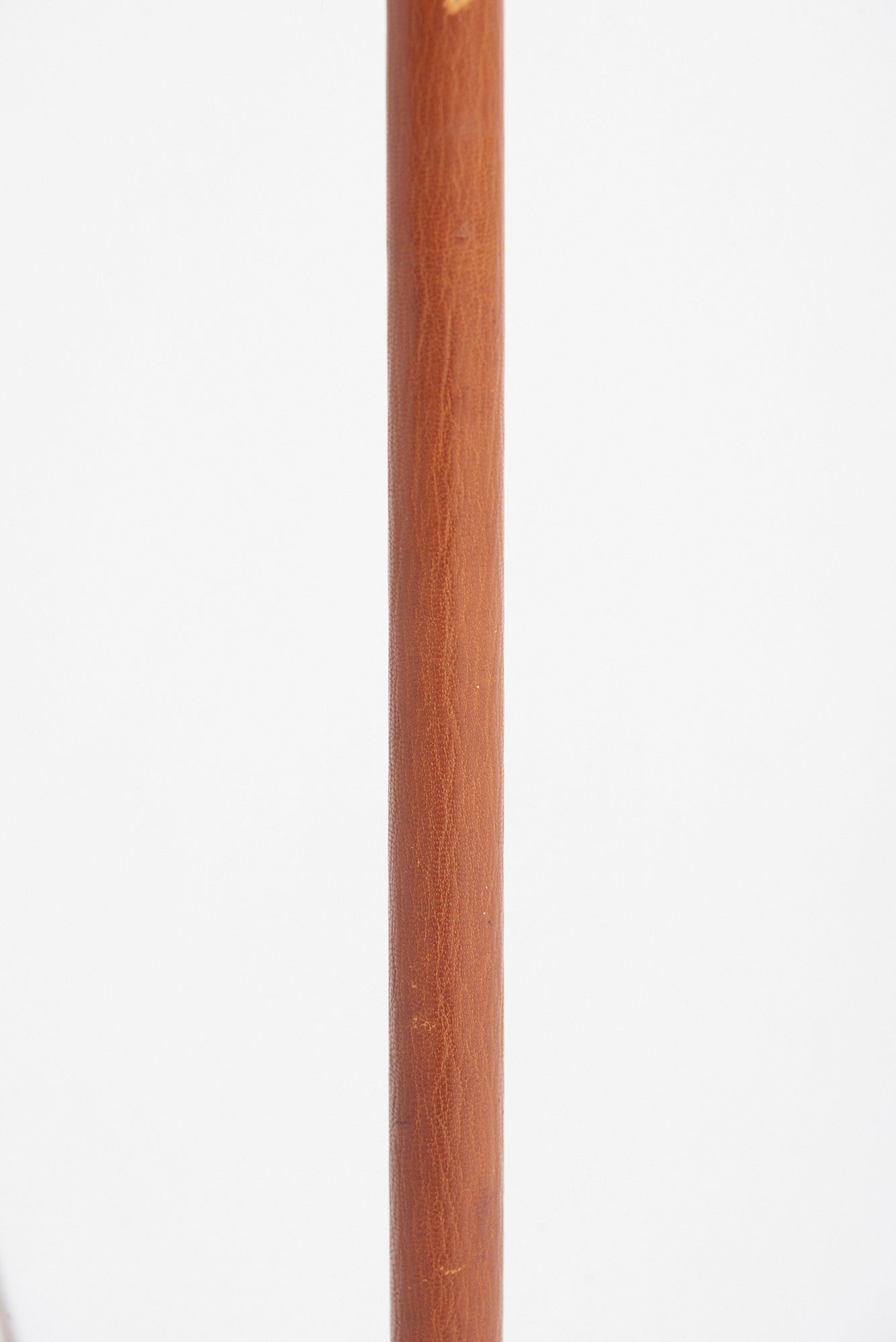 Mid-Century Brown Leather and Brass Floor lamp