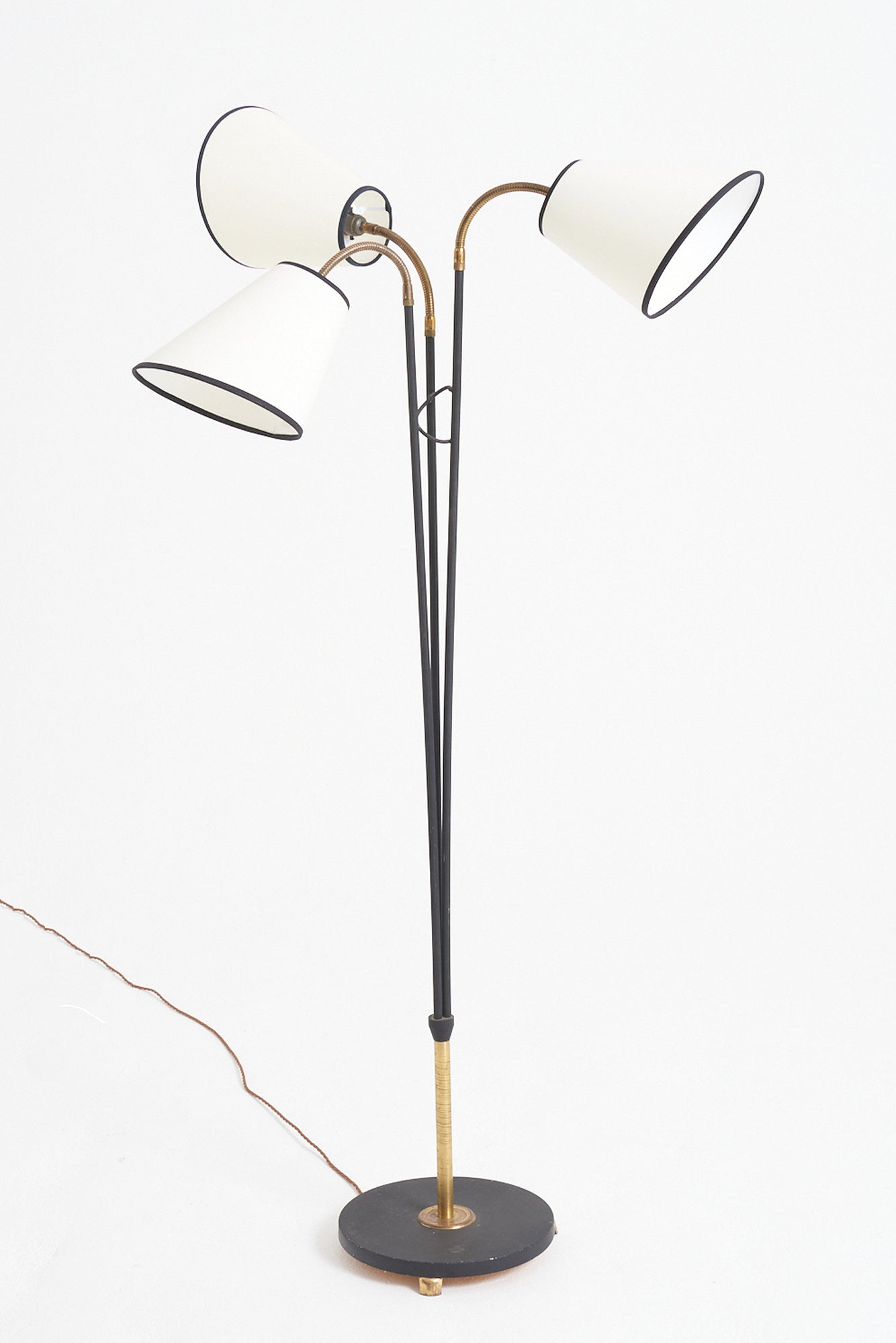 9093- Mid-Century Black Enamelled Iron Floor Lamp