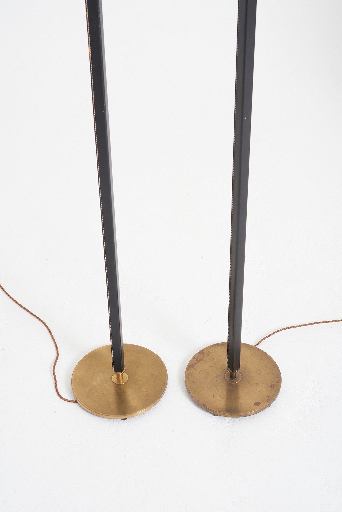 Pair of Mid-Century Black Leather Floor Lamps