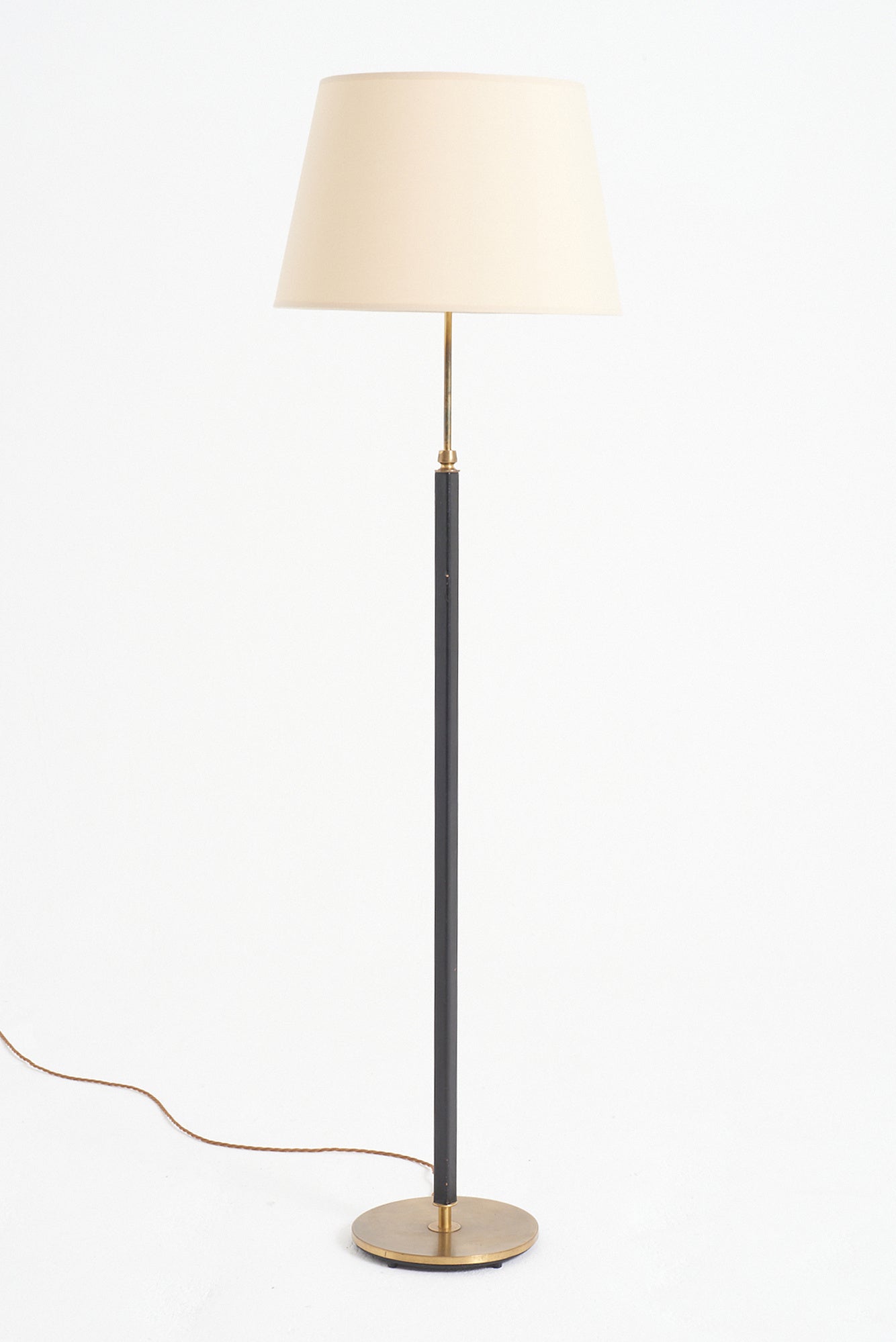 Pair of Mid-Century Black Leather Floor Lamps