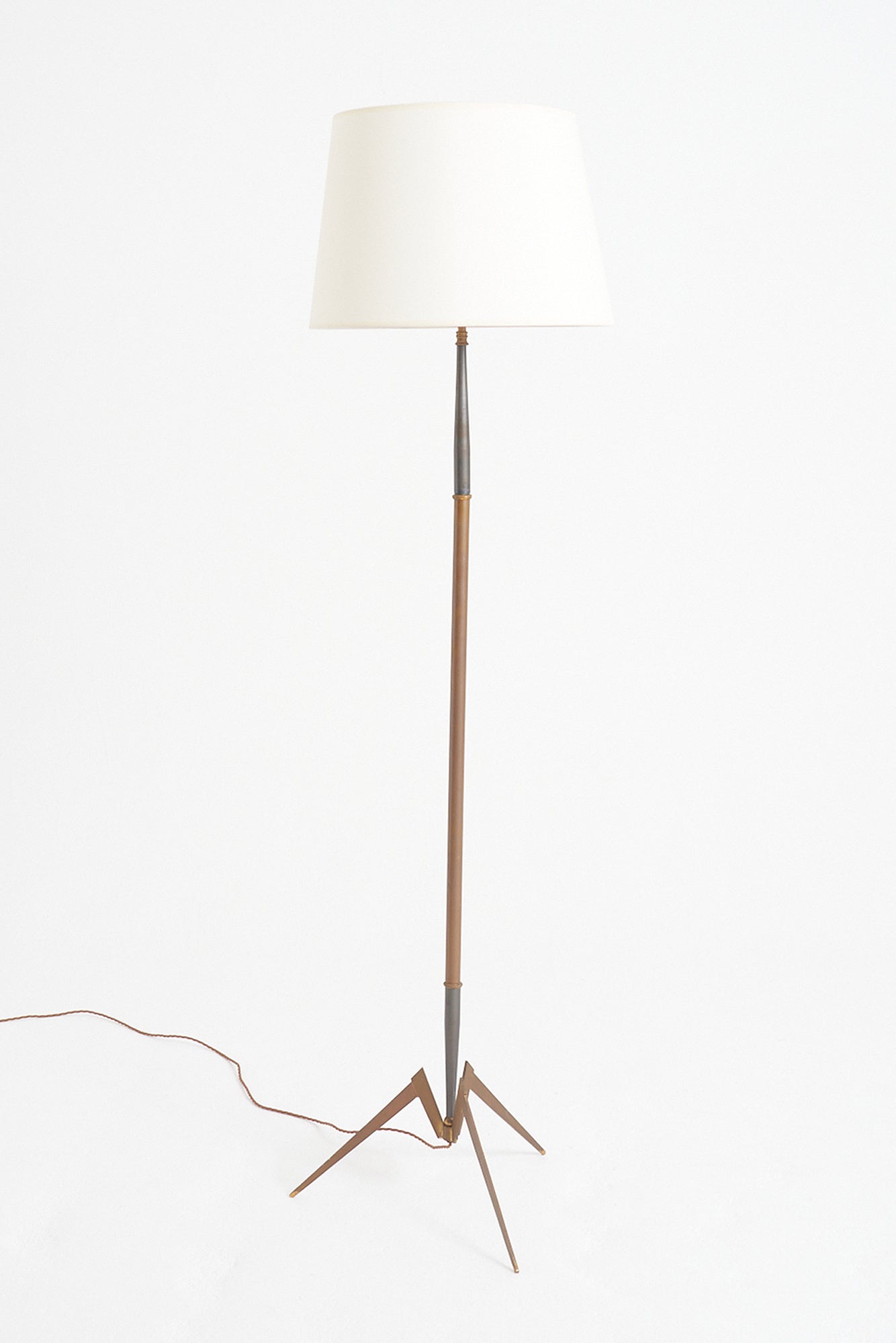 9105- Mid-Century Brass and Gunmetal Floor Lamp