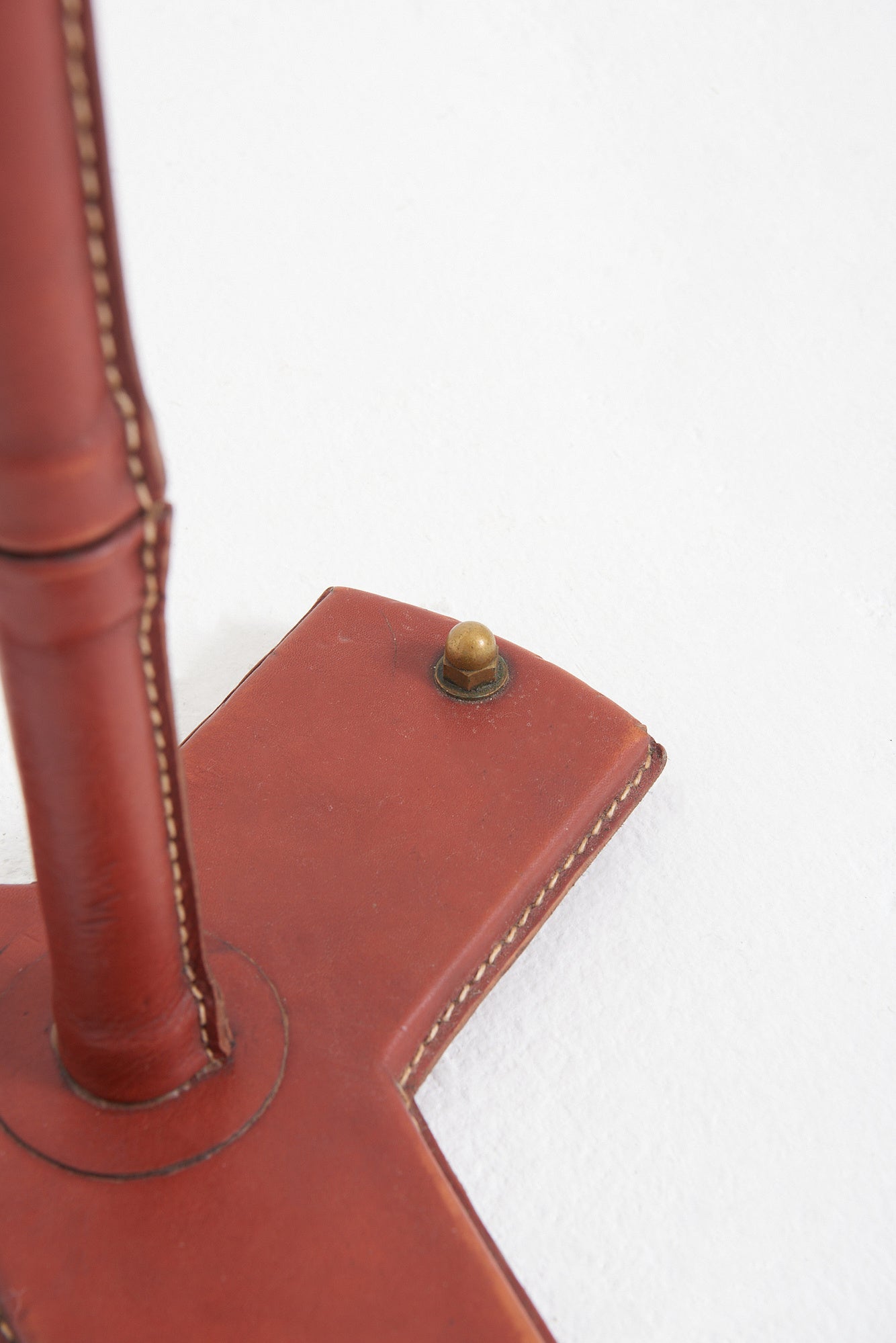 Brown Leather Floor Lamp by Jacques Adnet