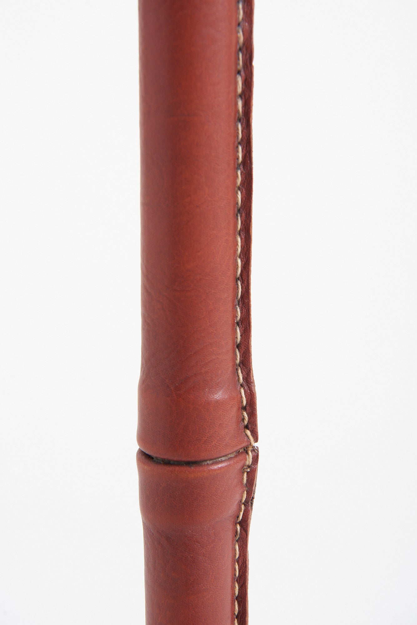 Brown Leather Floor Lamp by Jacques Adnet